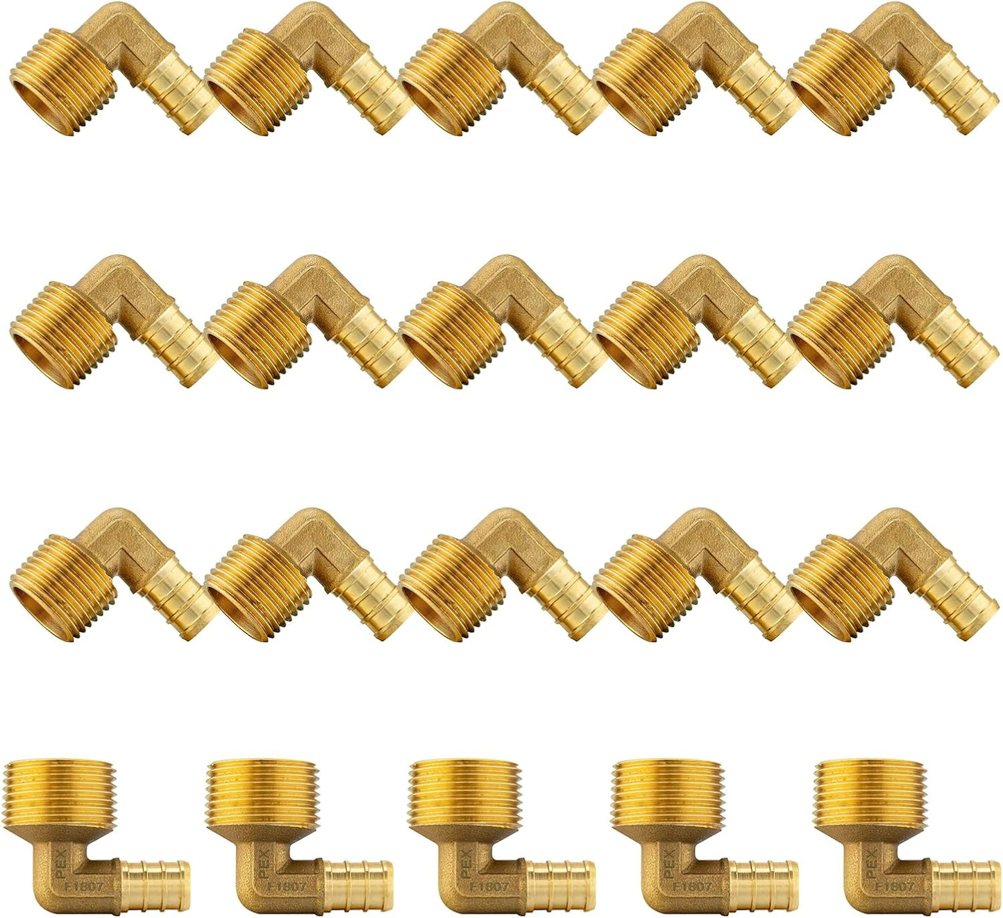 PEX Fittings 20-Pack 1/2in x 3/4in Male Threaded Elbow Adapter