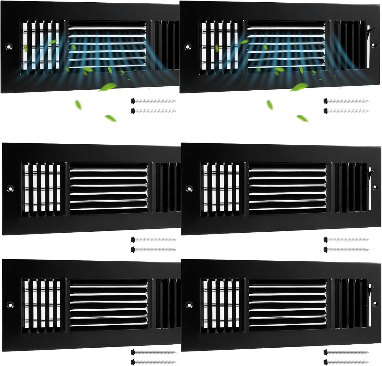 6 Pcs Black 12 x 4 Inch Air Ceiling Vent Covers for Home