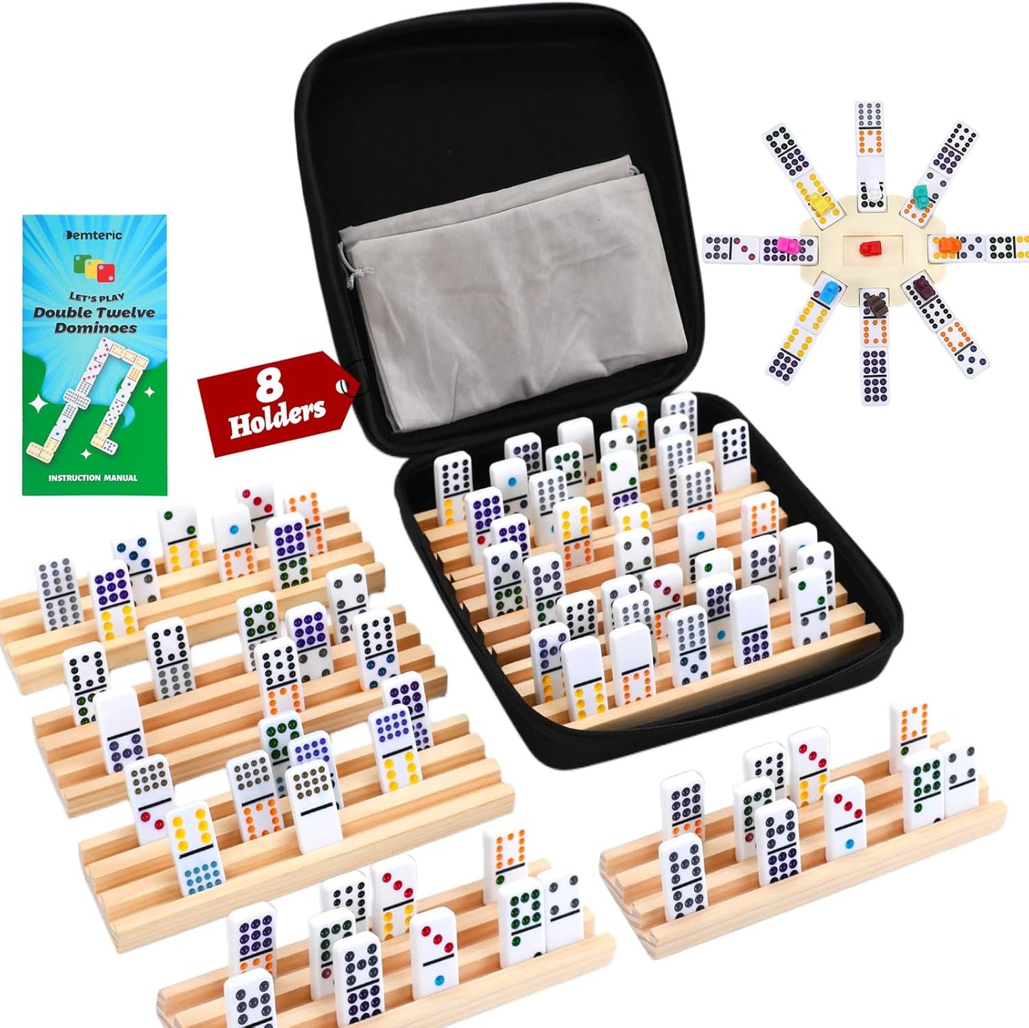 Mexican Train Dominoes Set Double 12 Fun Game for All Ages