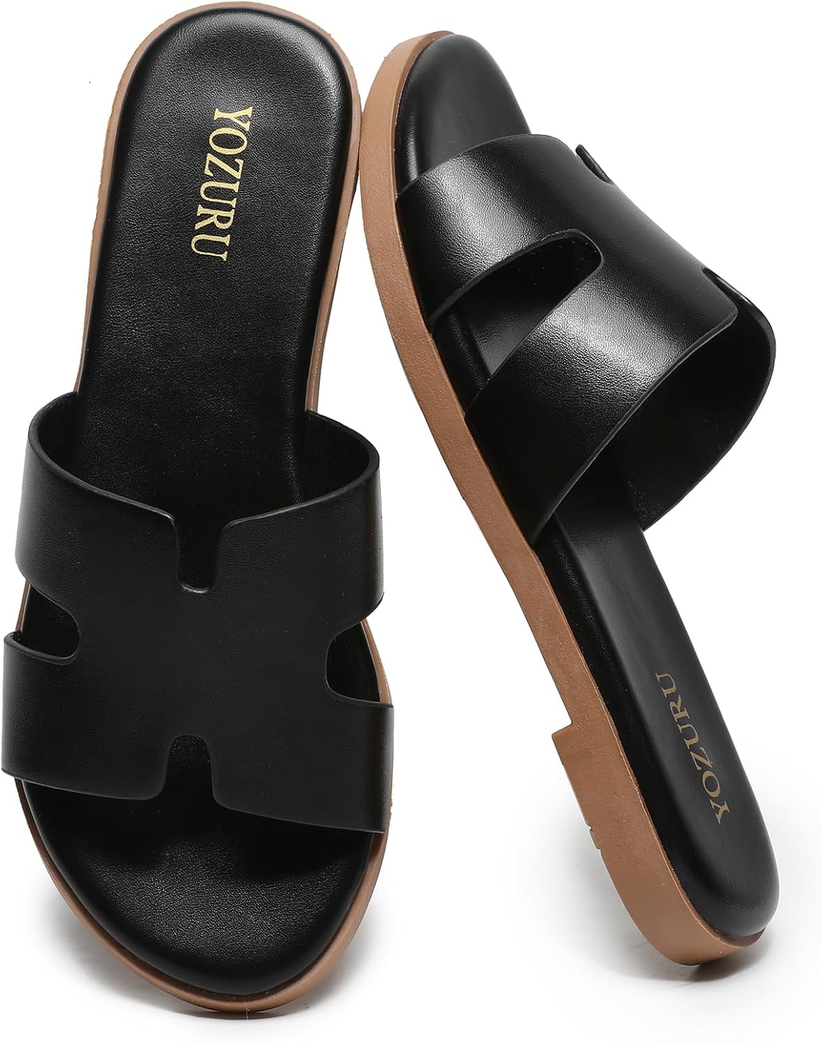 Yozuru Womens Flat Sandals Open Toe Comfortable Casual Slides