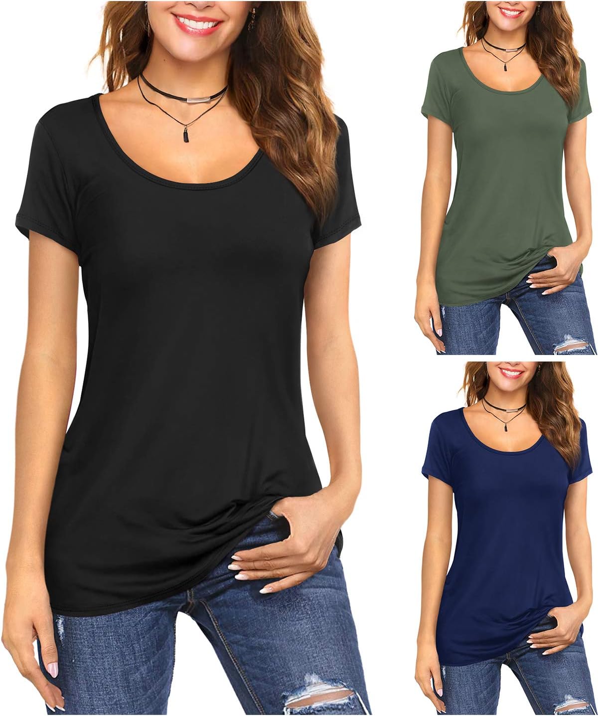 Amoretu Women's Scoop Neck Tees for Everyday Comfort and Style
