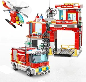 City Fire Station Building Kit for Kids - 776 Pcs Fun Set