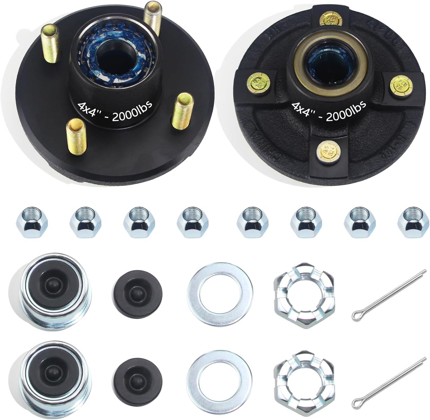 2 Sets Trailer Hub Kits for 2000 lbs 1 in BT8 Straight Axle