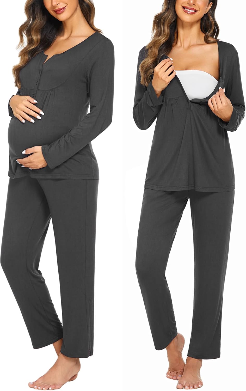 Ekouaer Maternity Nursing Pajama Sets for Comfortable Sleep
