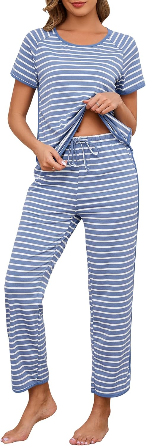 Womens Pajama Sets Cotton 2 Piece Lounge Set for Comfort