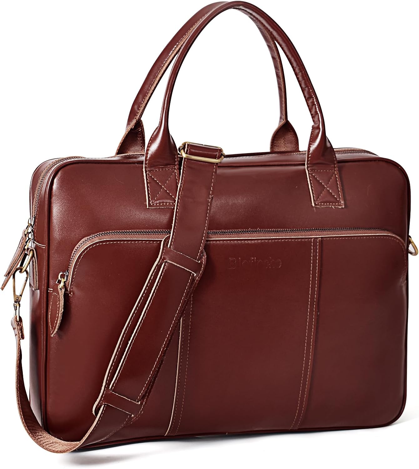 Blofinche Genuine Leather Laptop Briefcase for Men 15.6 in