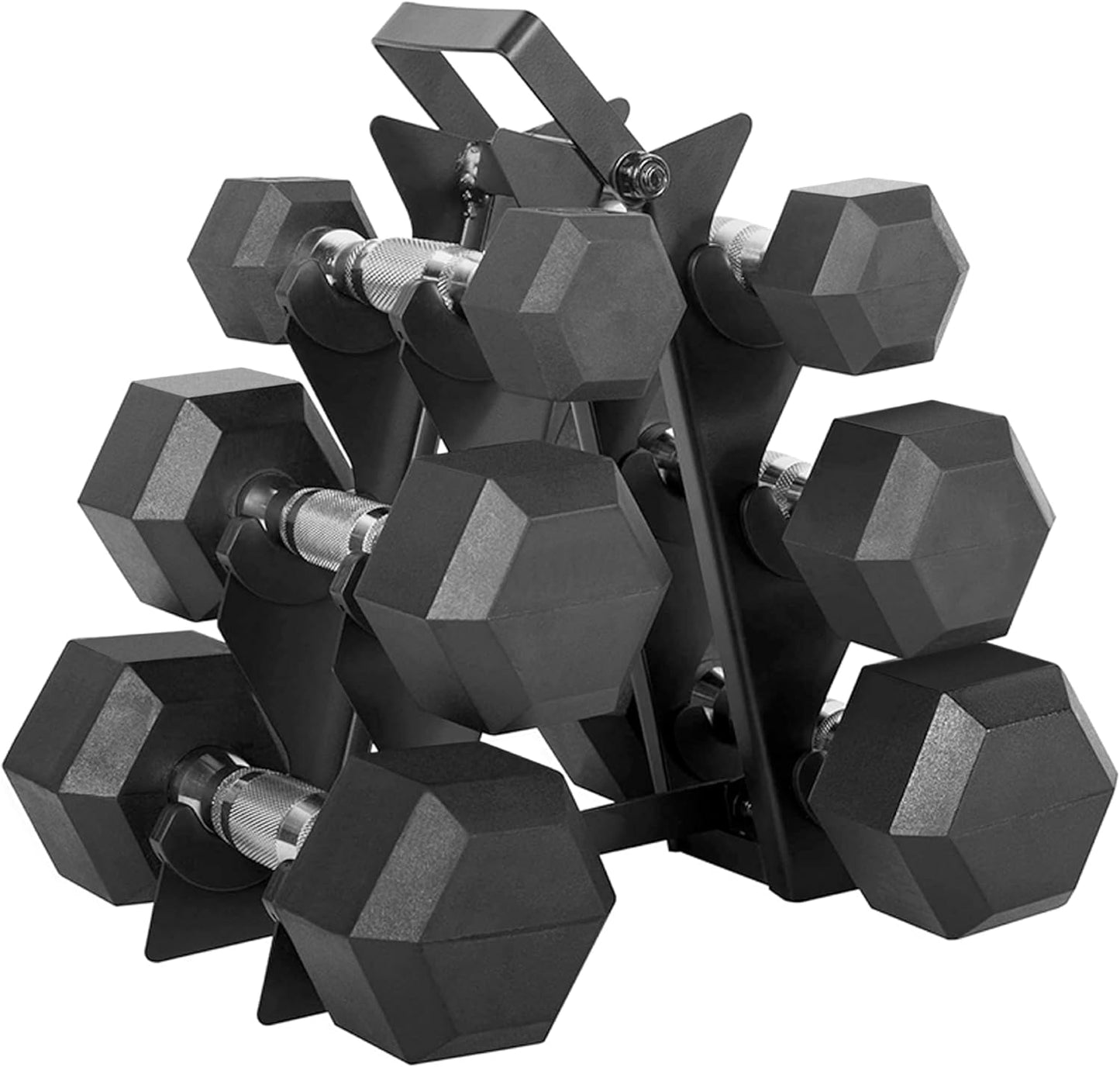 100lb Coated Hex Dumbbell Set + Rack by CAP Barbell
