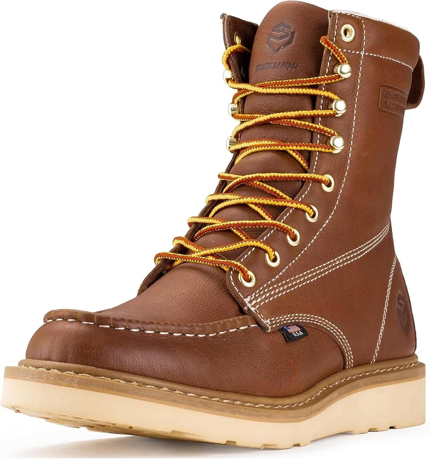 SUREWAY Mens 8 in Wedge Moc Soft Steel Toe Work Boots Review