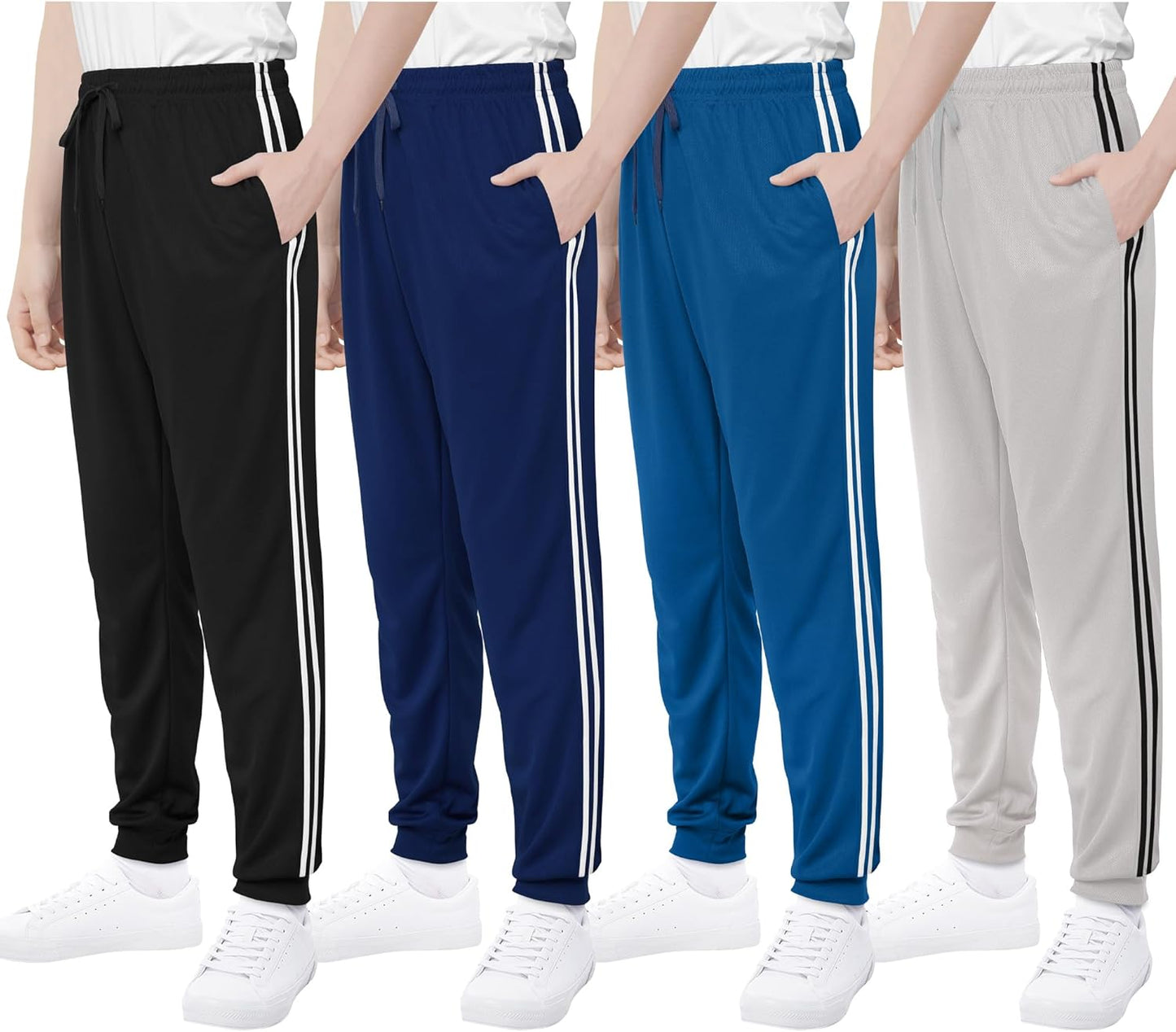 Boys' Mesh Athletic Pants 4-Pack for Active Kids' Comfort