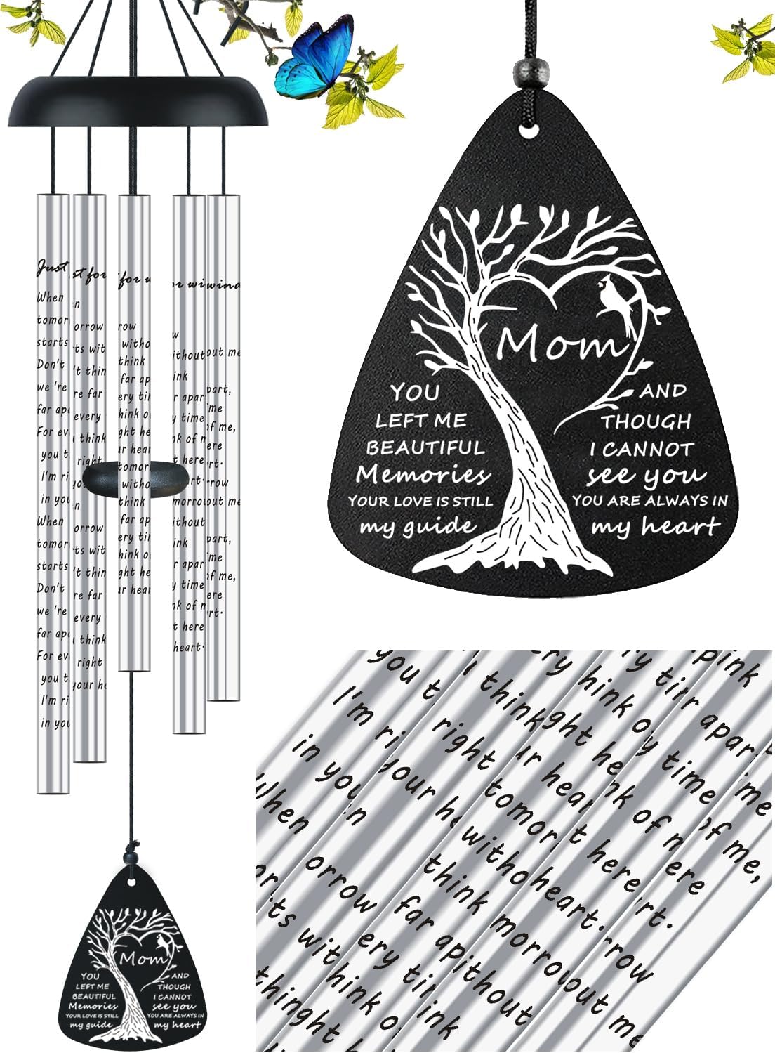 36ft' Sympathy Memorial Wind Chimes for Loss of Mother Gifts