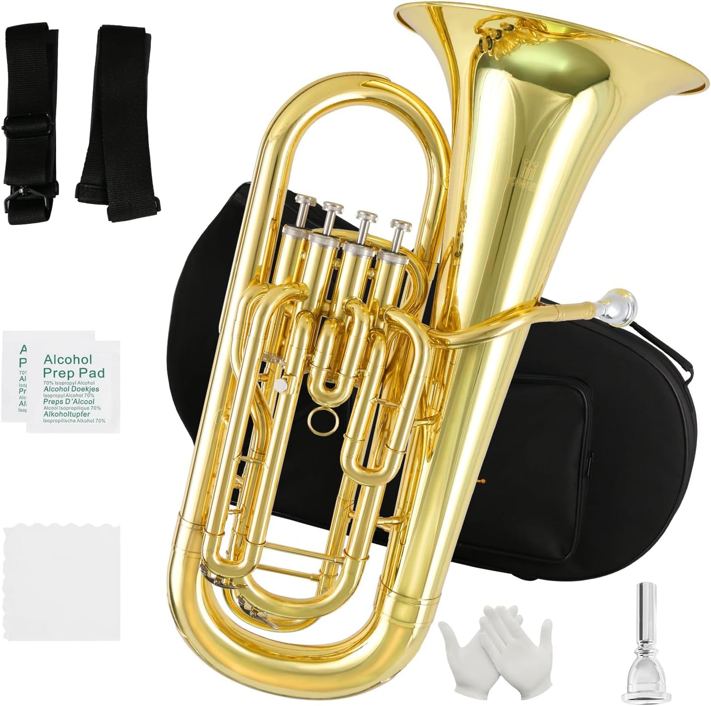 ROWELL Euphonium 4 Valves Bb Brass Lacquer Gold with Case