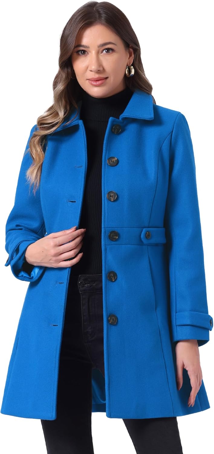 Allegra K Women's Winter Classic Outwear Overcoat with Pockets