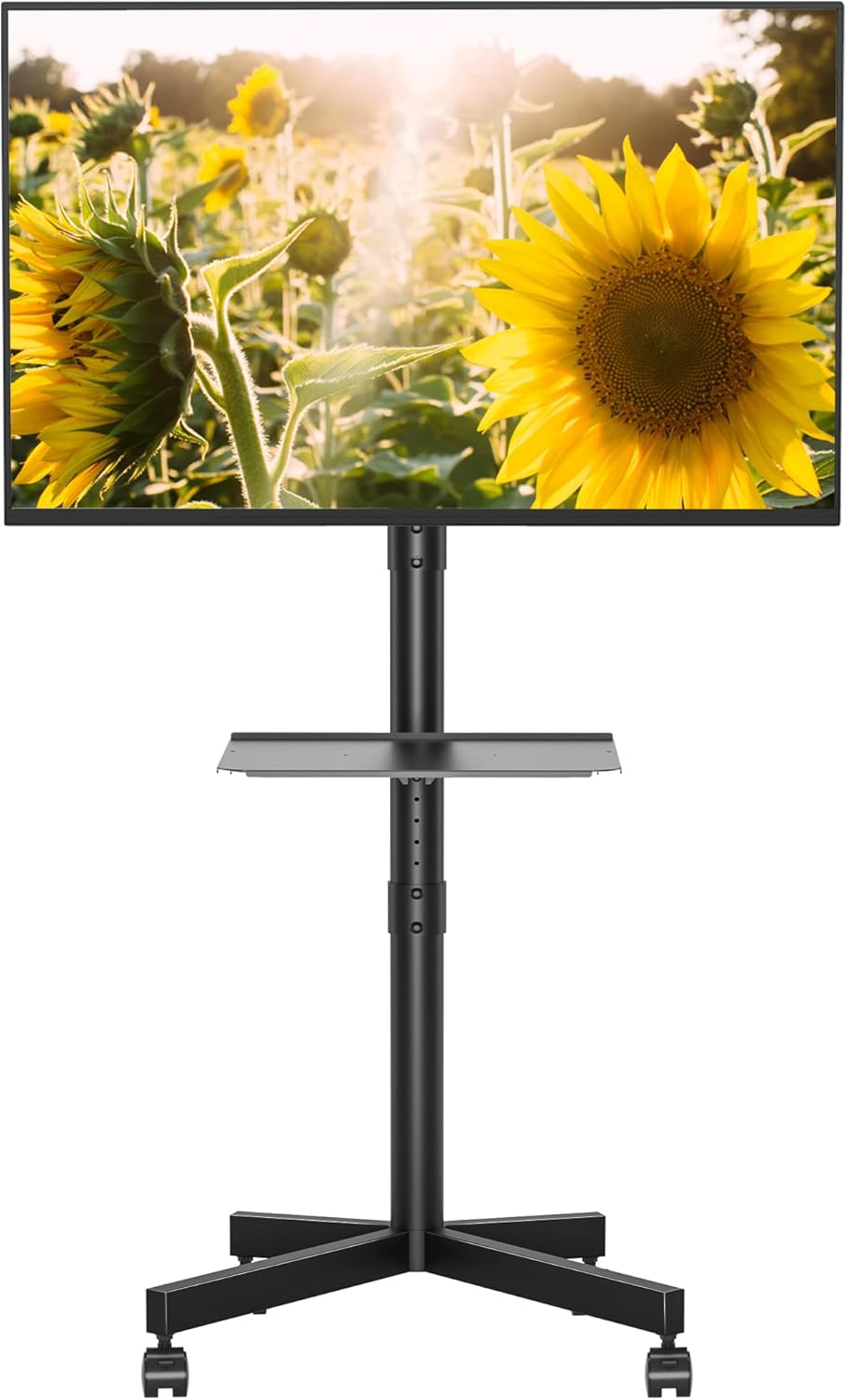 Rolling TV Cart: Portable & Adjustable Stand for 23-60 inch TVs, Max 55lbs, Media Shelf, BONTEC