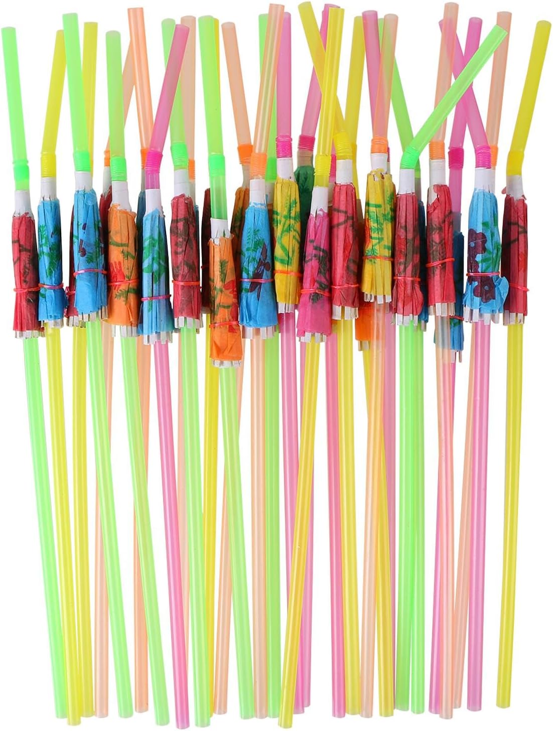 Fun Bendable Umbrella Straws - 30 pcs