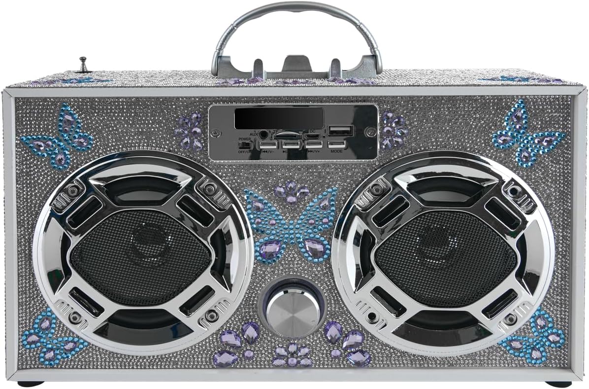 Portable Party Speaker: Retro Boombox with Bluetooth and LED Lights