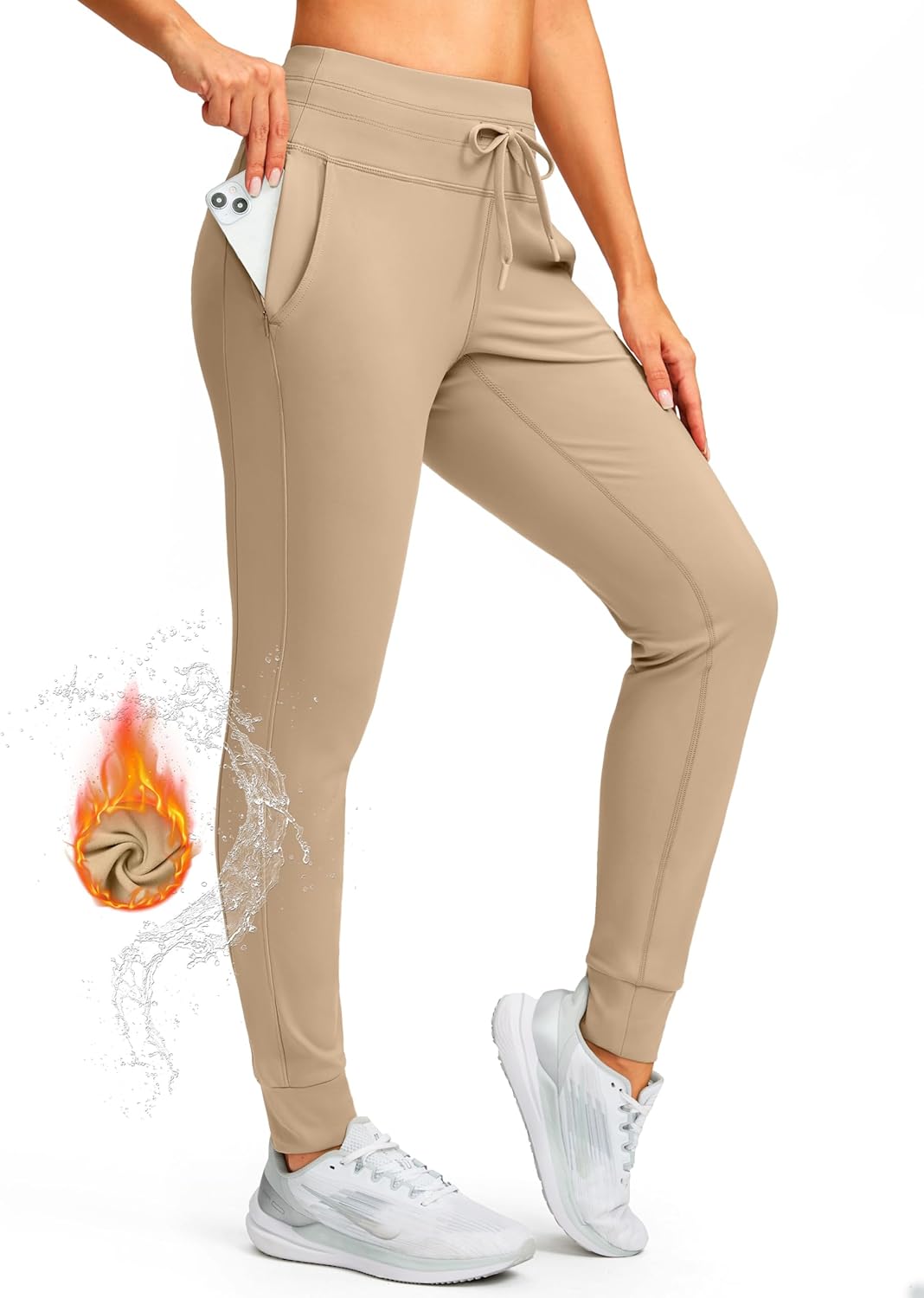 SANTINY Women's Fleece Lined Slim Joggers - Winter Warmth