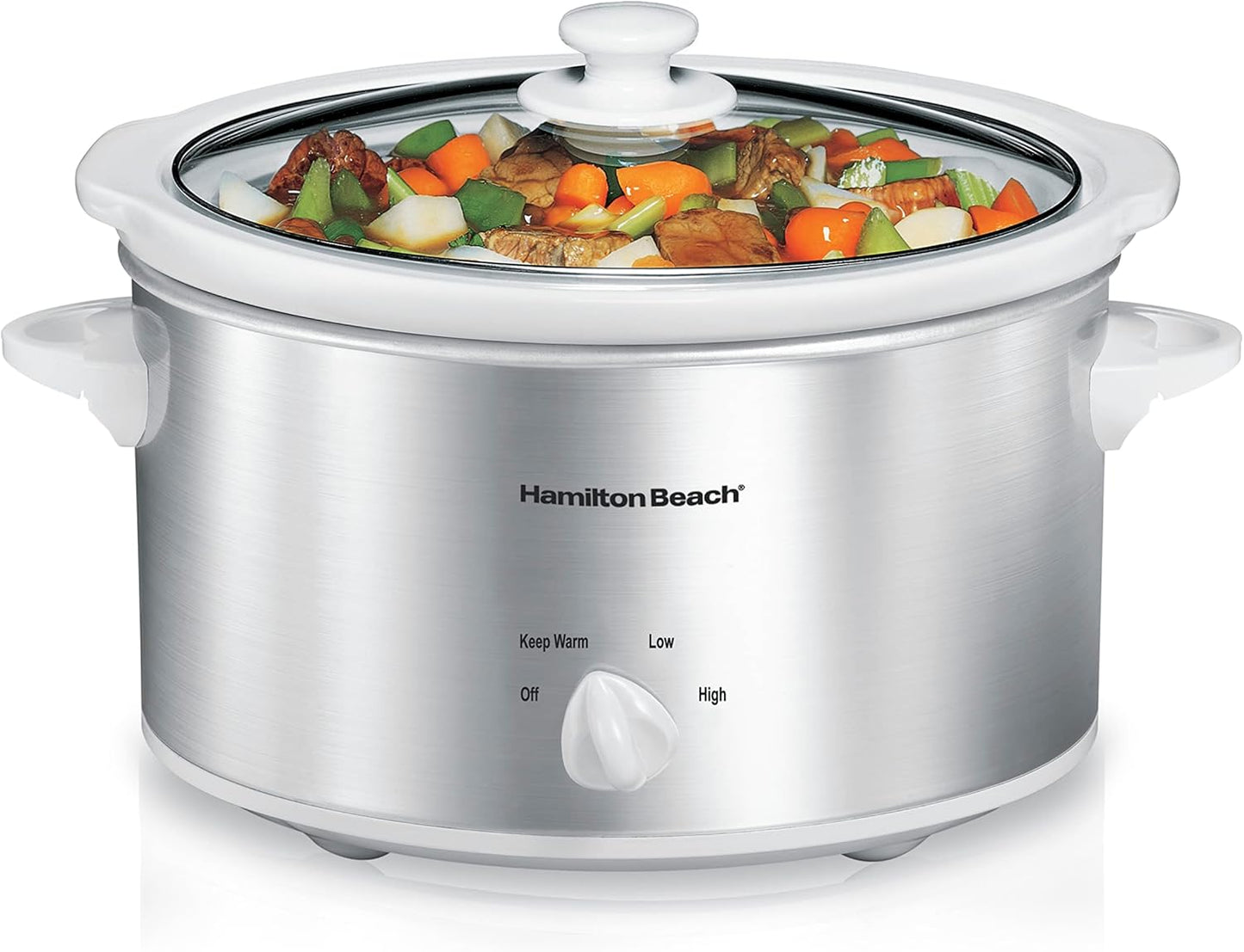 Hamilton Beach 4-Qt Slow Cooker: 3 Cooking Settings, Easy Cleaning, Stainless Steel