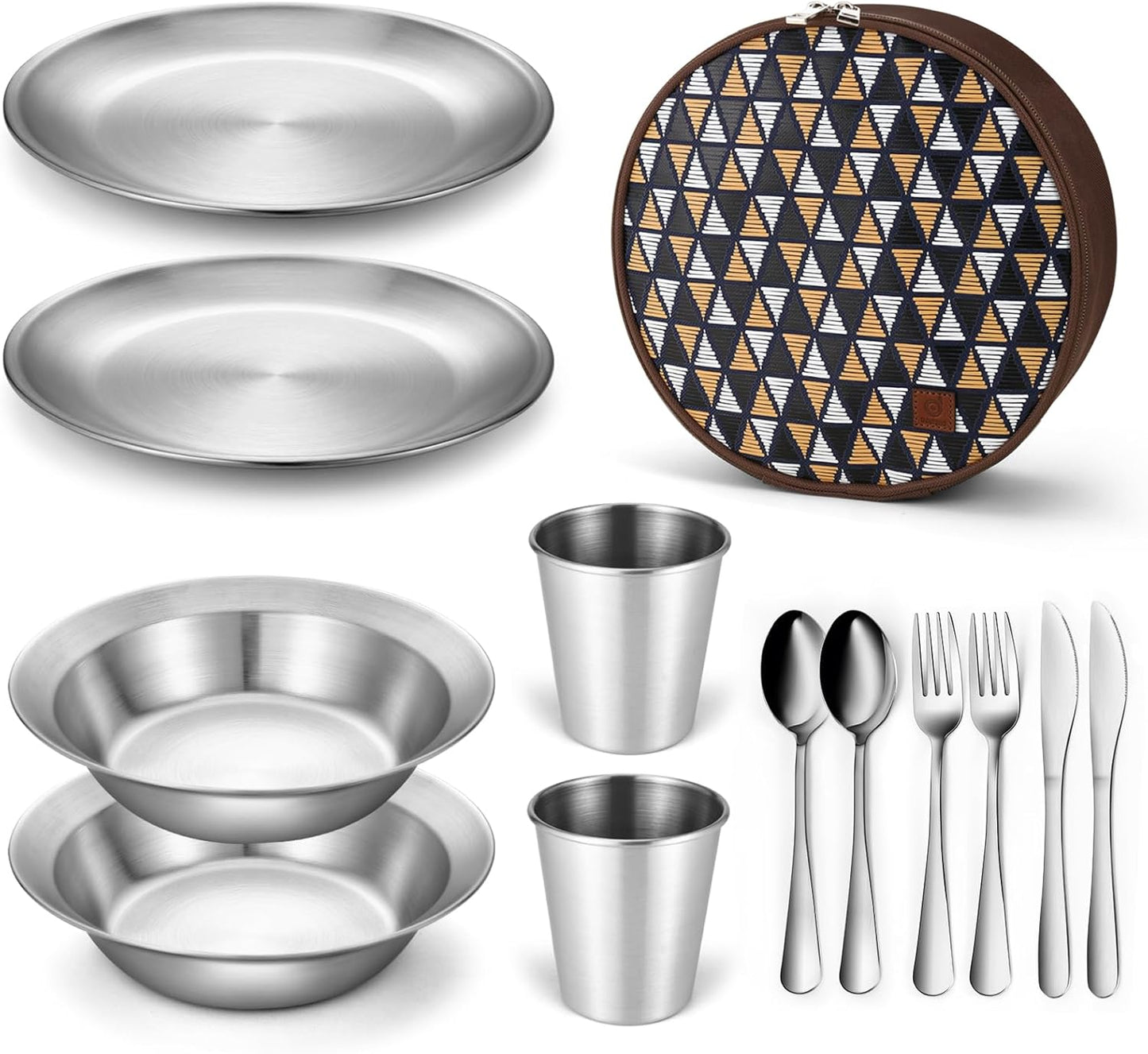 Odoland Stainless Steel Camping Mess Kit for Outdoor Adventures