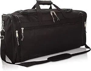 DALIX 25 in Extra Large Black Travel Duffle Bag for Vacations