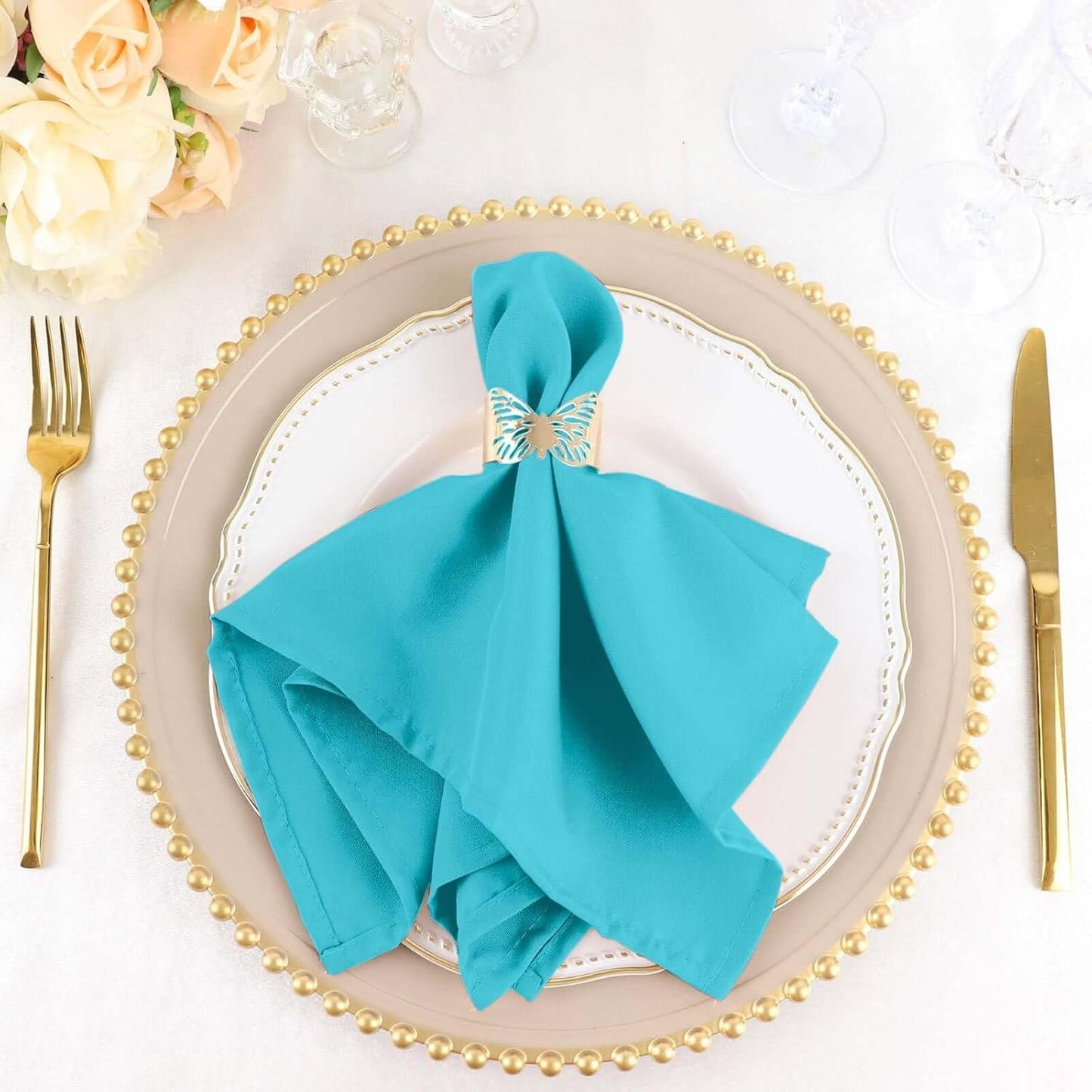 Turquoise Seamless Dinner Napkins Set of 100 for Elegant Events