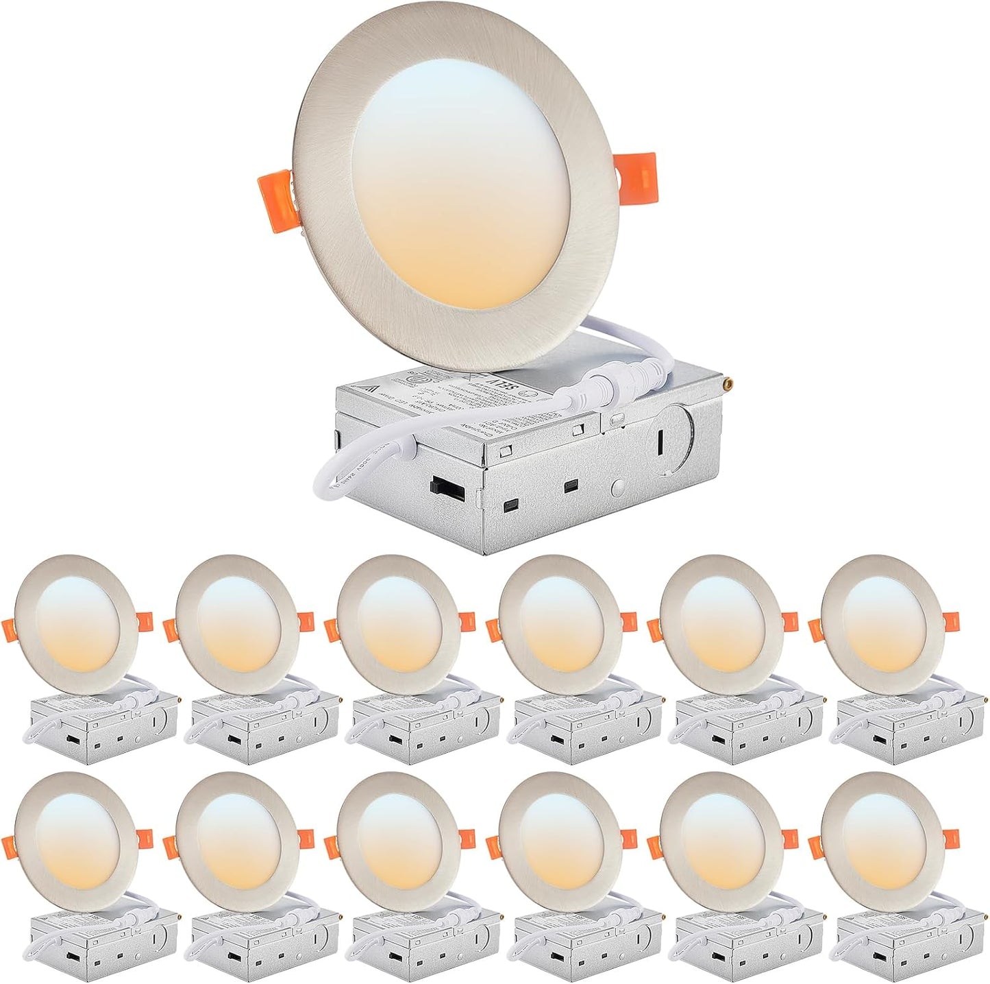 DLLT LED Recessed Ceiling Lights: Ultra-Thin 4 Inch 12 Pack