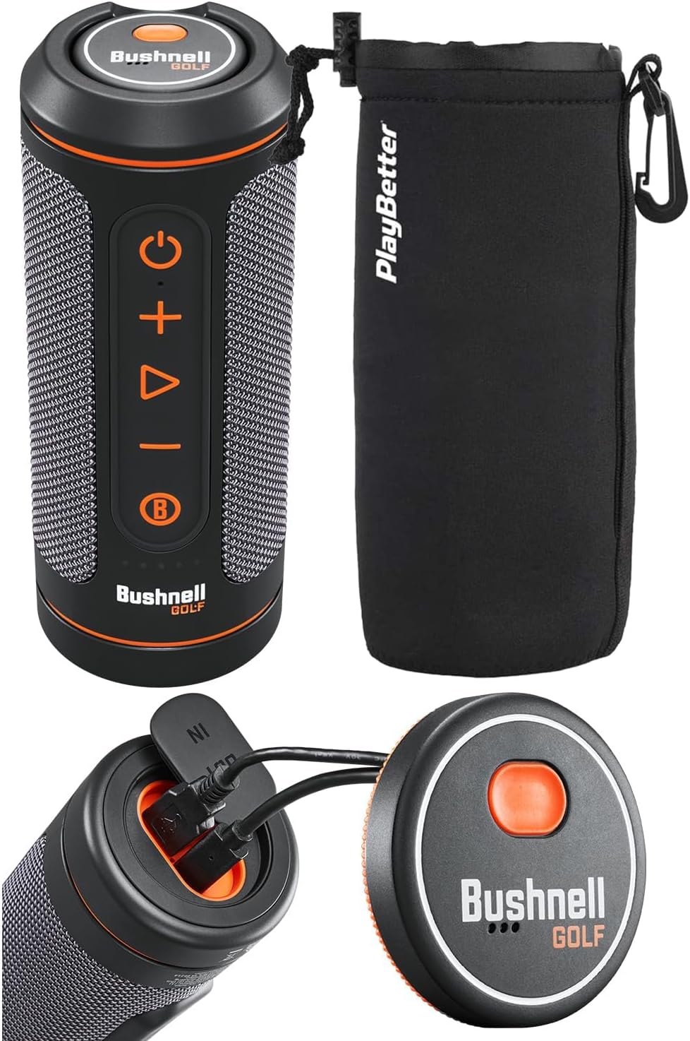 Bushnell Wingman 2 Golf Speaker | Voice GPS, Music, 40K+ Courses - Bundle w/ Protective Pouch