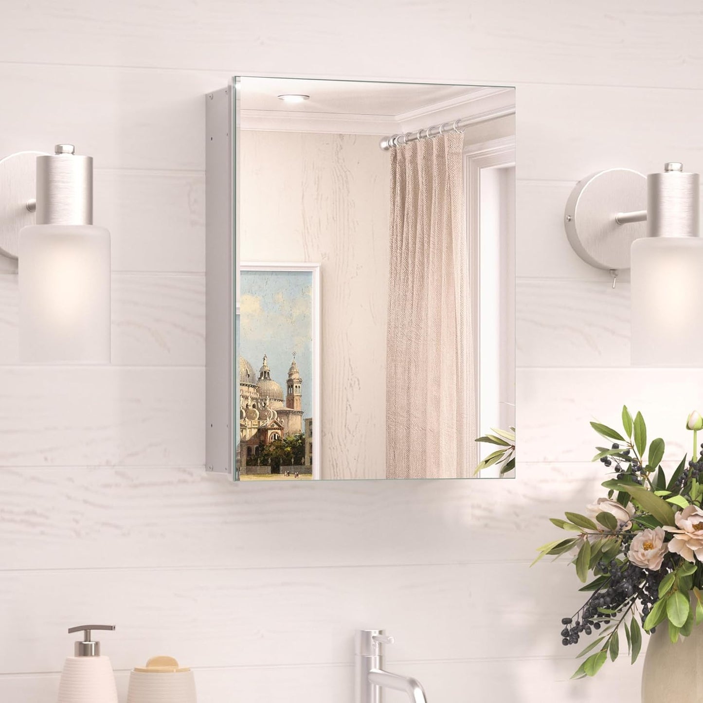 TokeShimi 14x18 Bathroom Mirror with Storage and Adjustable Shelves