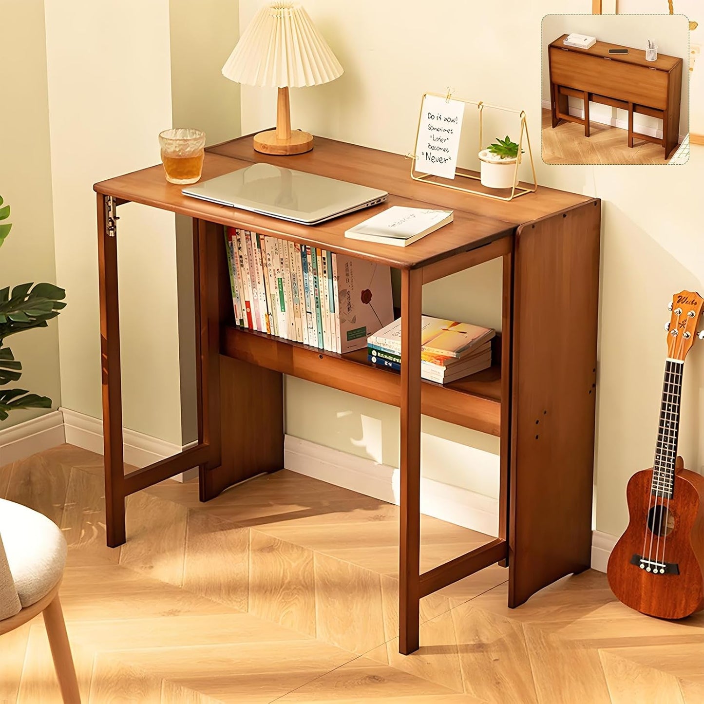 Space-Saving Bamboo Desk by Dezyfurni