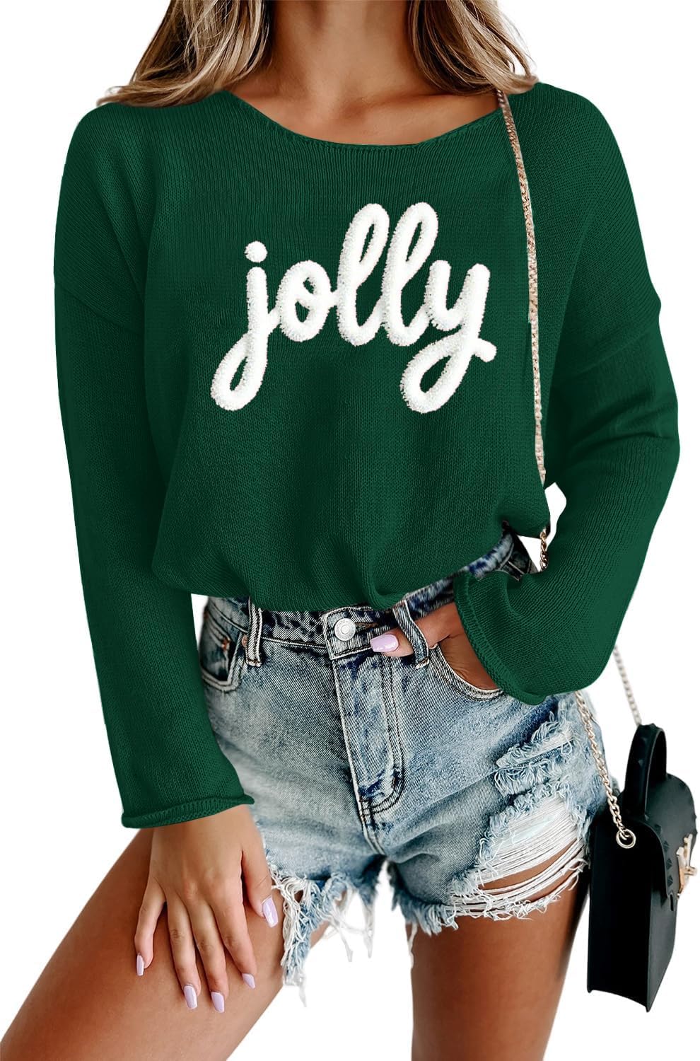 Women Merry Christmas Sweater Long Sleeve Funny Holiday Top