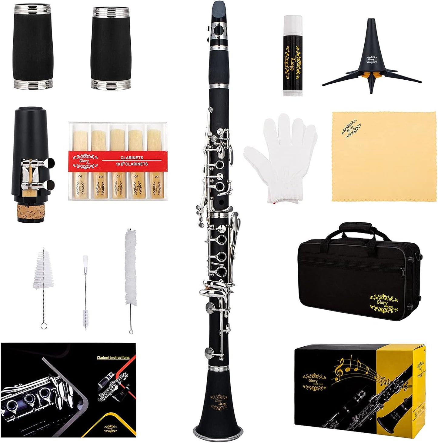 Professional Ebonite Bb Clarinet with Comprehensive Accessories