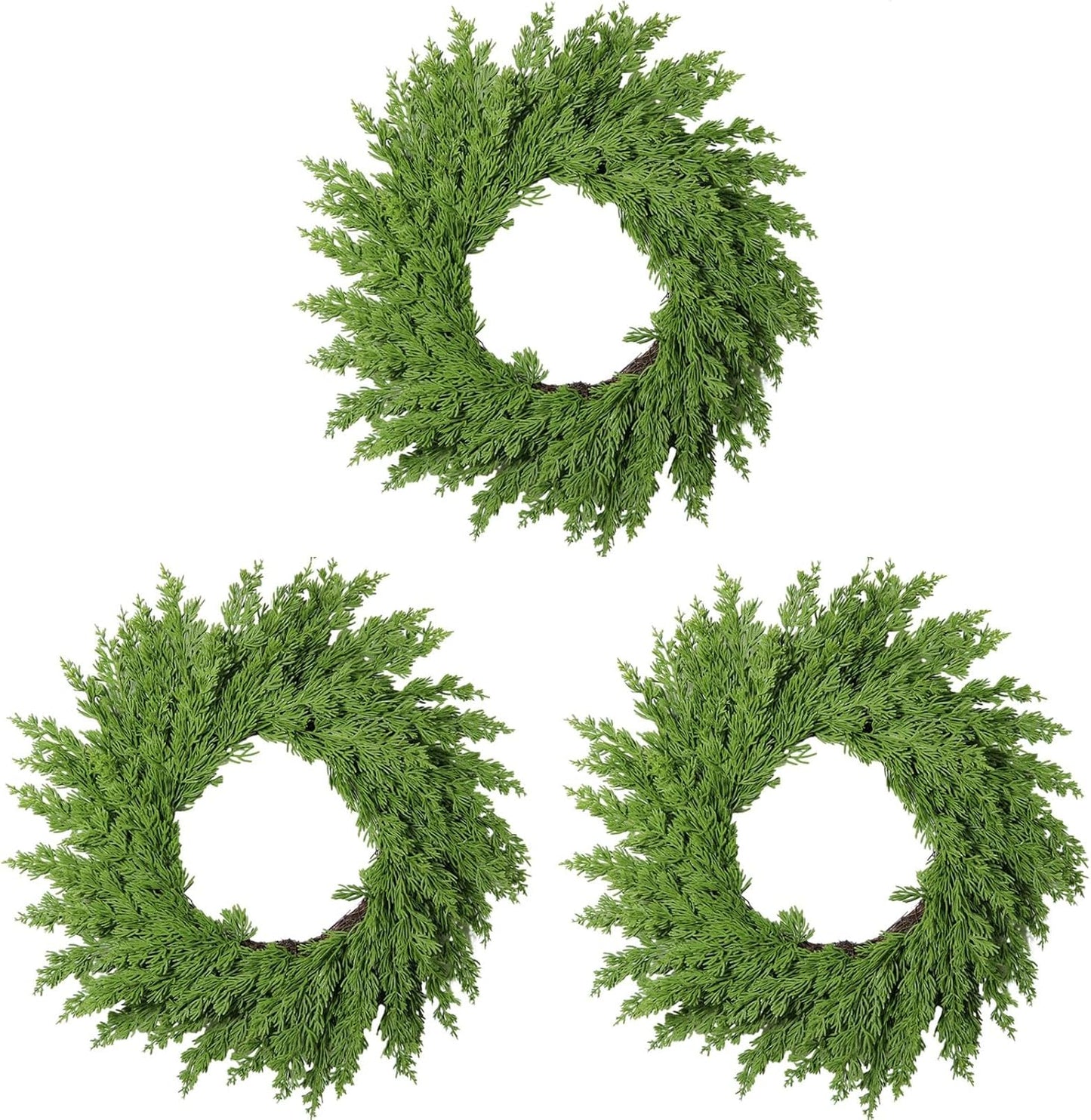 3PCS Christmas Cedar Wreaths for Front Door Holiday Decor