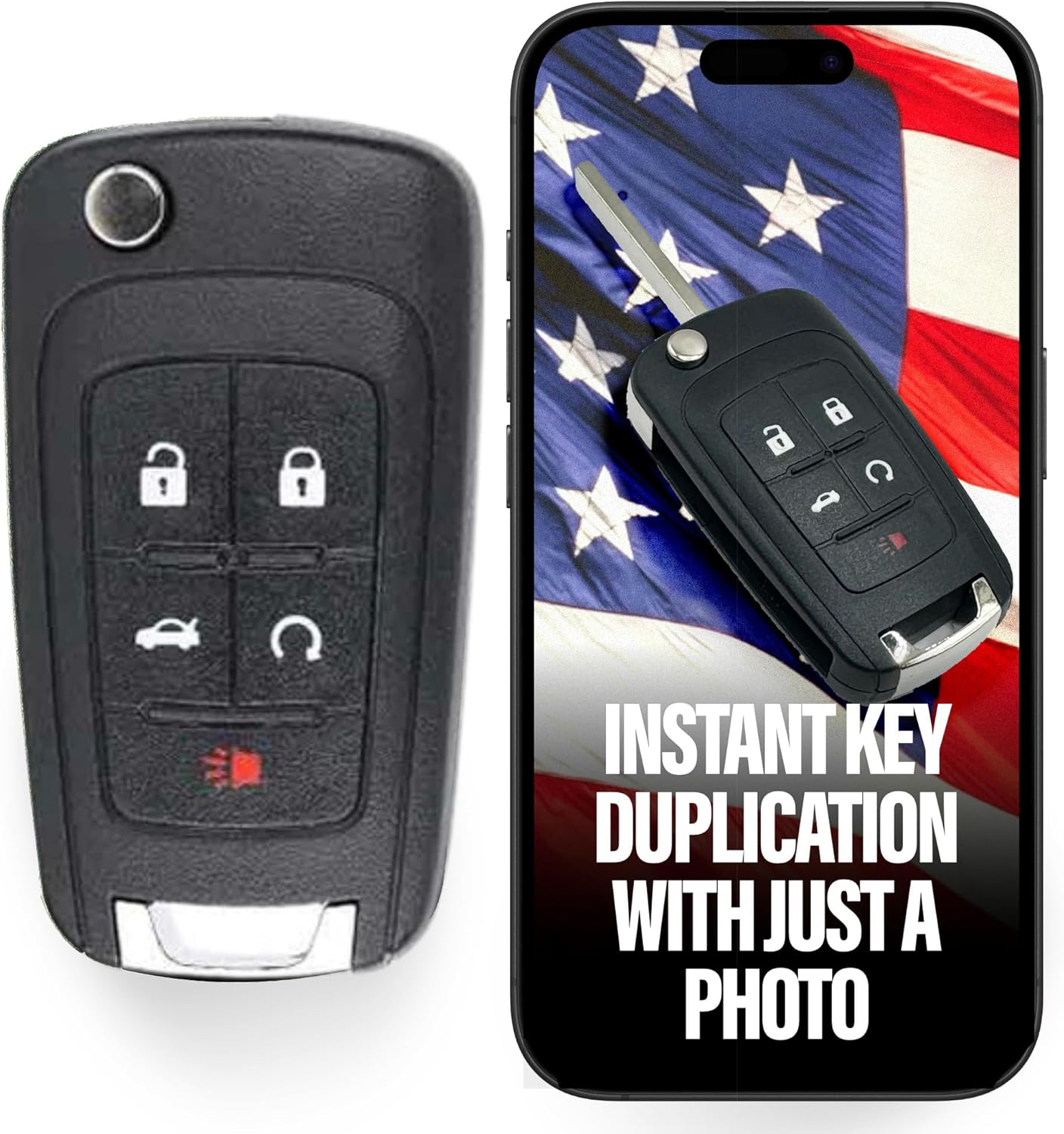 Cut Flip Key Fob Replacement for Chevy Models 2010-2017