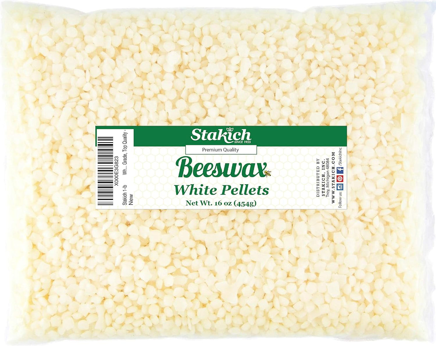 Stakich Pure White Beeswax Pellets - Premium Cosmetic Grade