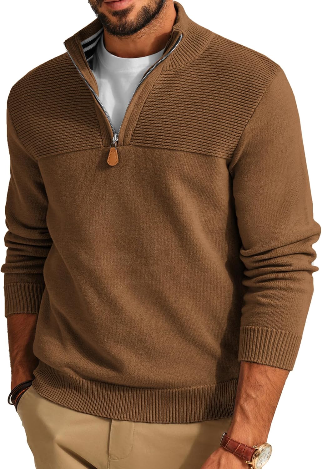 PJ PAUL JONES Men's Quarter Zip Sweater for Casual Style