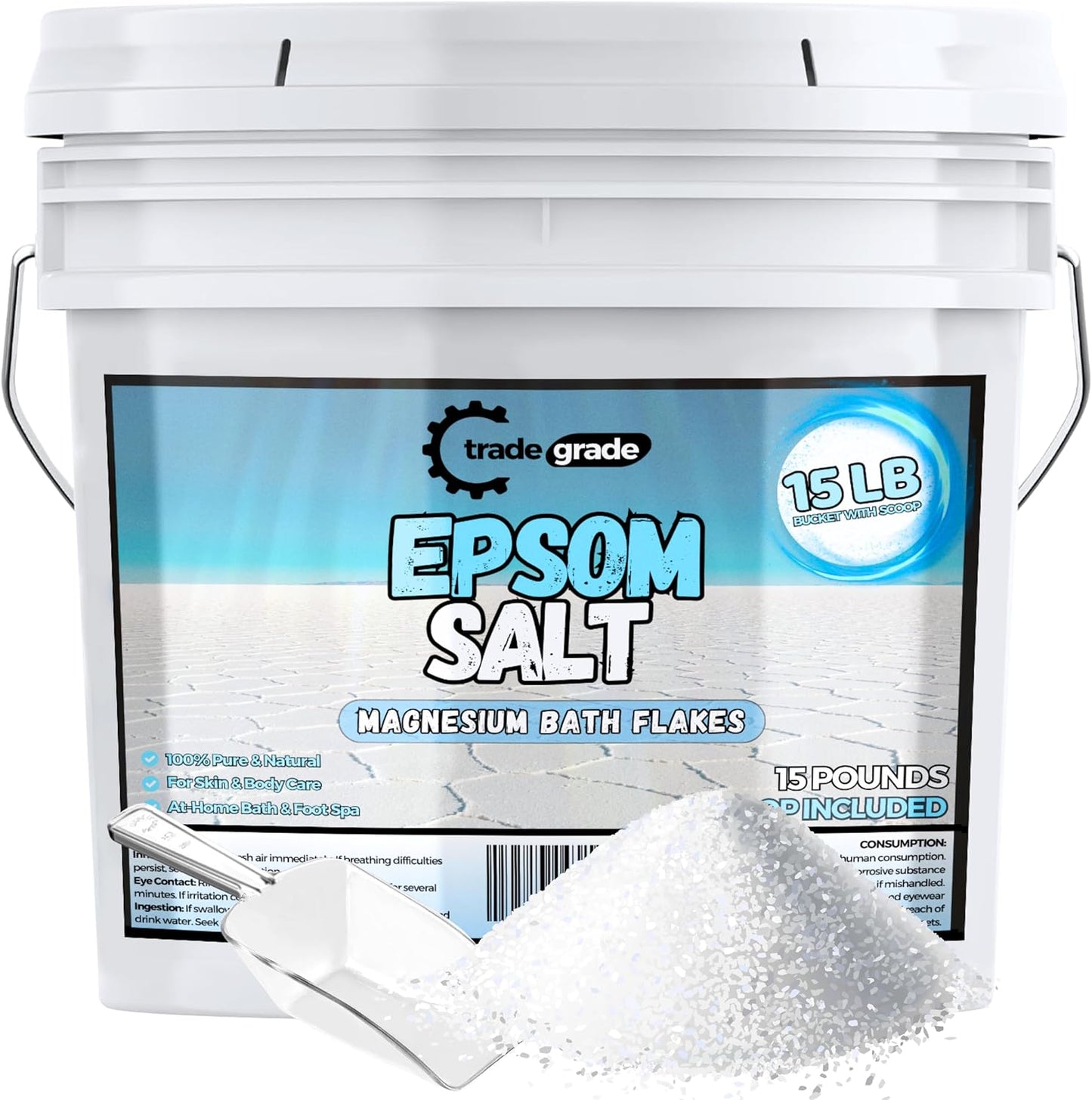 Epsom Salt Bath Soak 15 lb Bucket for Relaxing Full Body Soaks