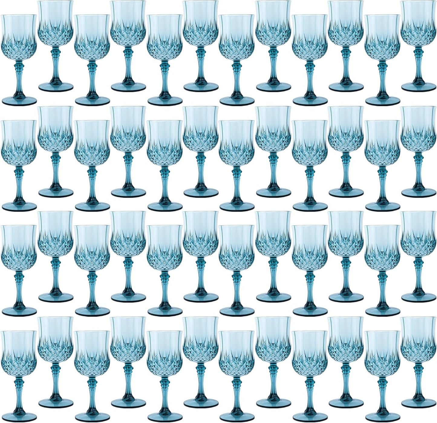 Plastic Wine Glasses for Weddings and Parties - 48 Dusty Blue