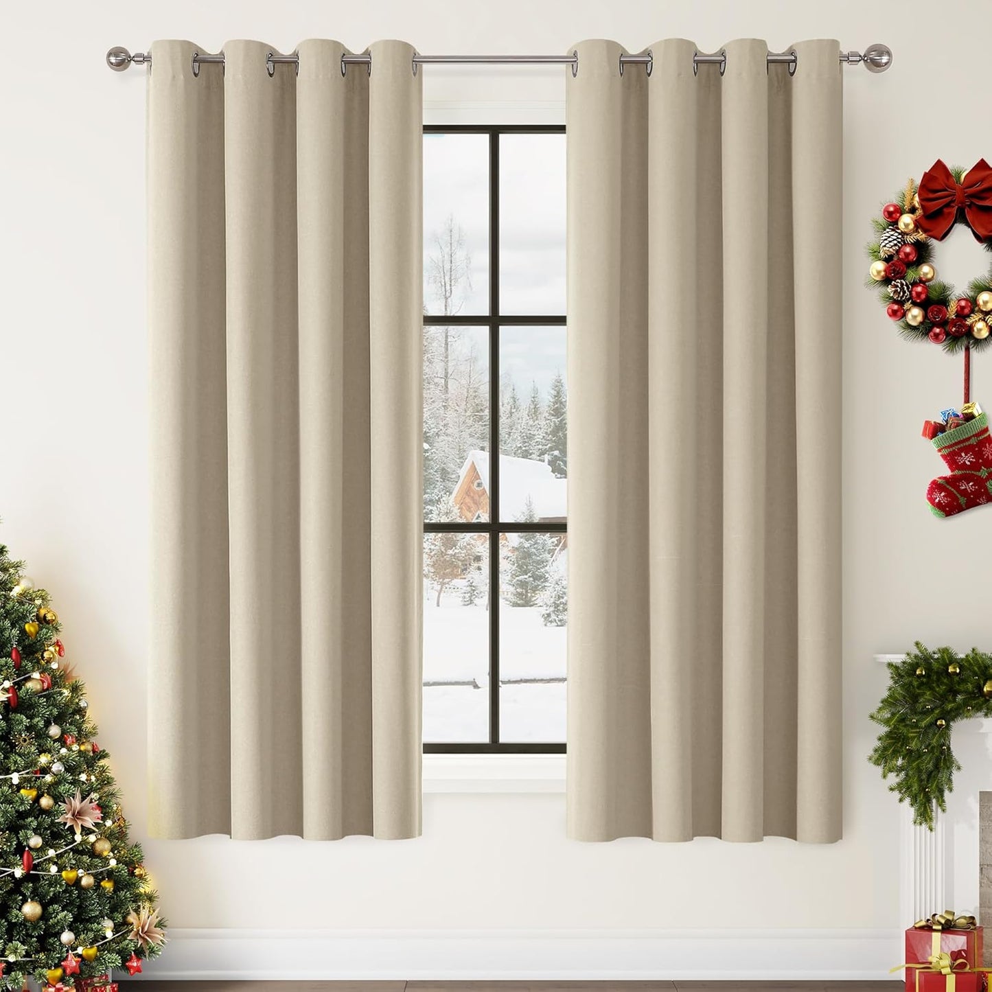 ChrisDowa 100% Blackout Curtains for Bedroom and Living Room