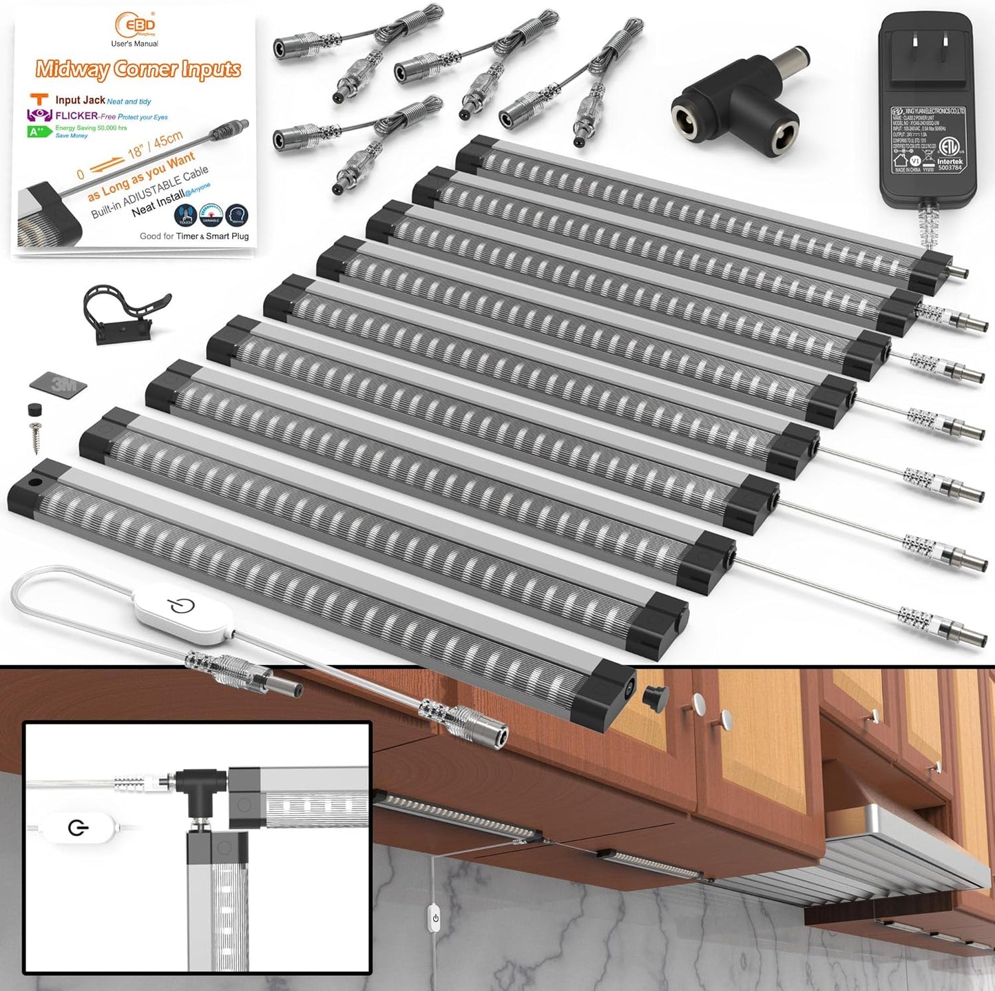 EBD LED Under Cabinet Lights for Kitchen Sink and Closet