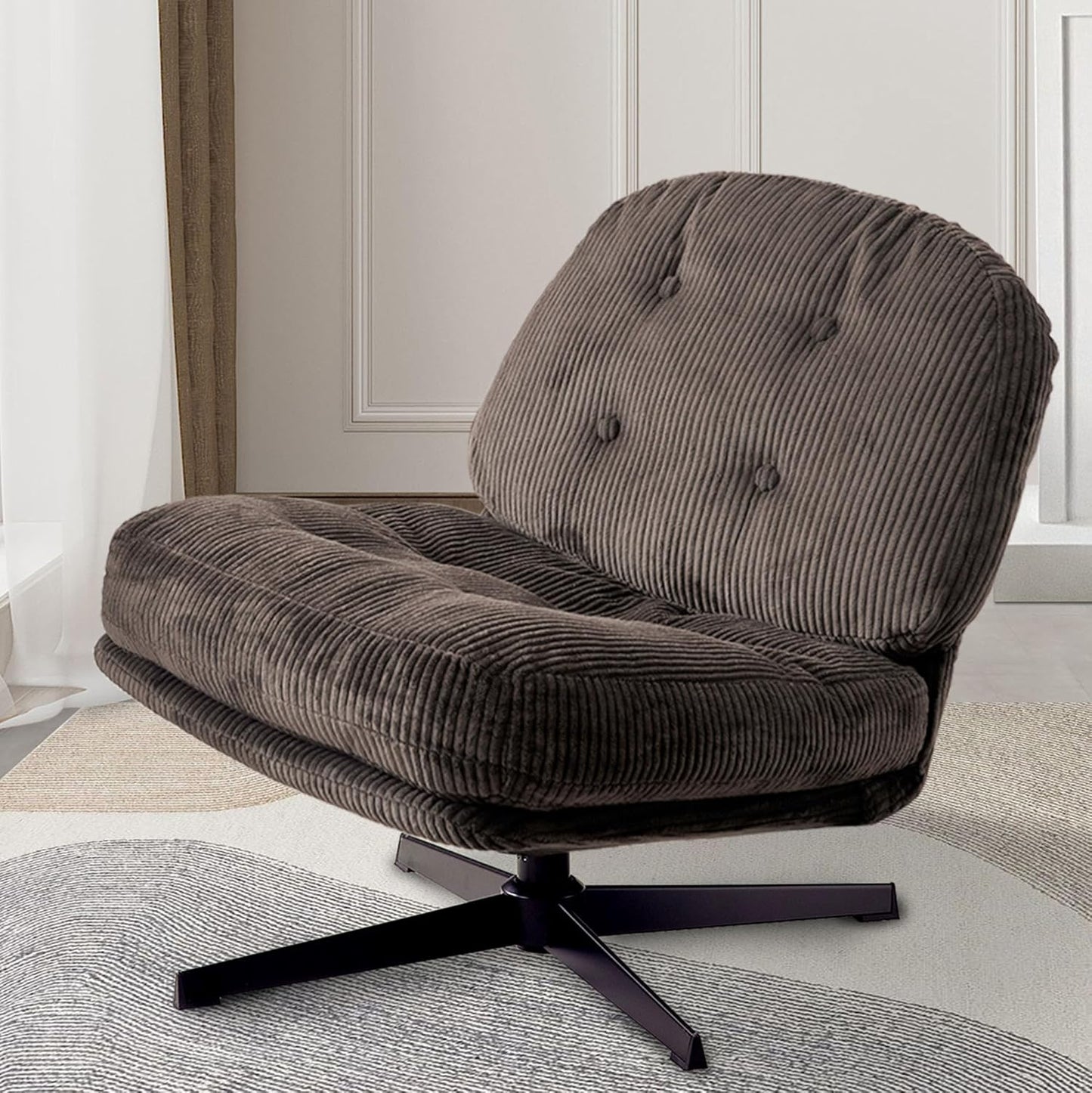 Corduroy Swivel Reading Chair, Cozy Criss Cross Design
