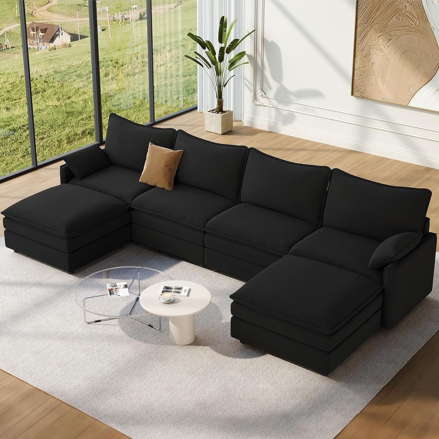 Vesgantti 142in U Shaped Sectional Couch for Modern Living