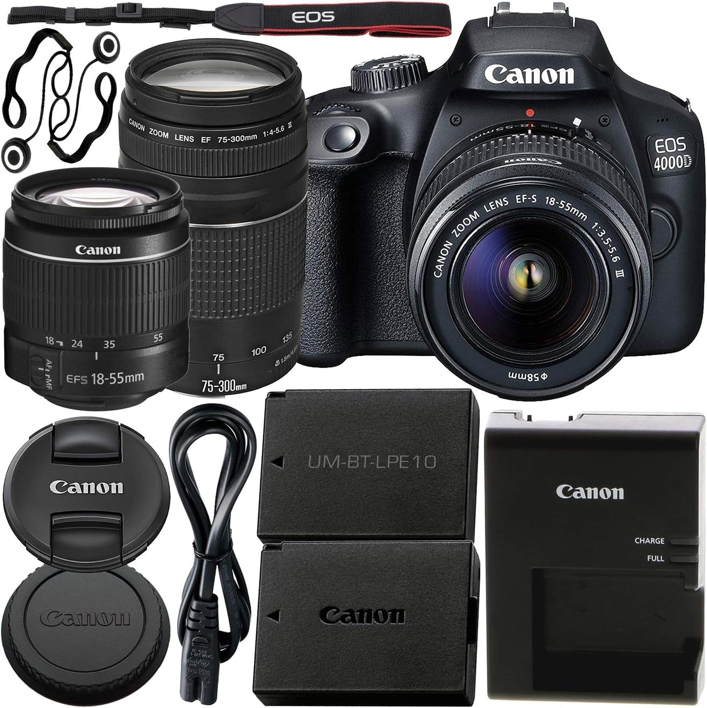 Canon EOS 4000D DSLR Camera Bundle with Extended Life Battery
