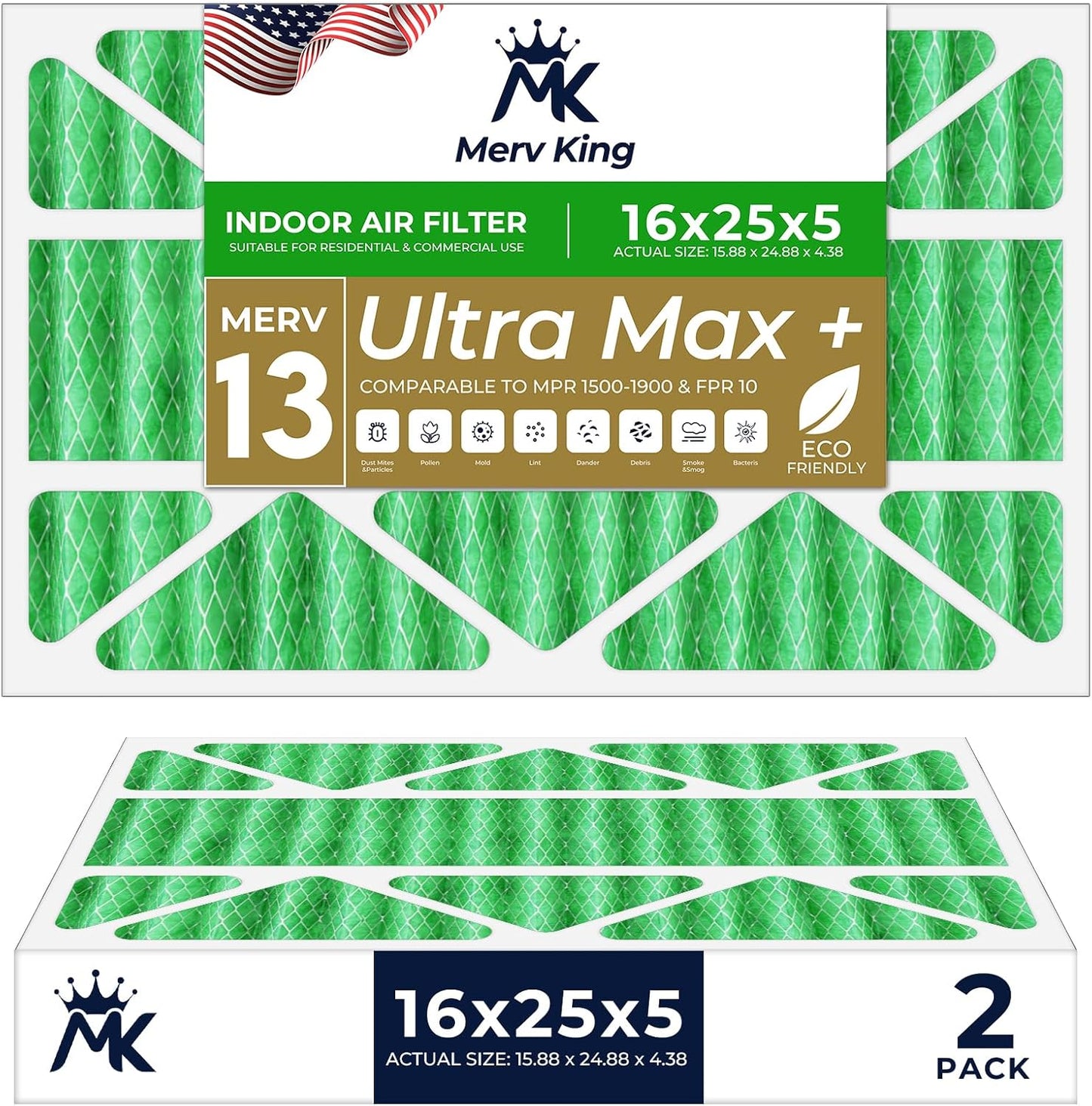 MervKing 16x25x5 Air Filter for HVAC and Furnace Systems