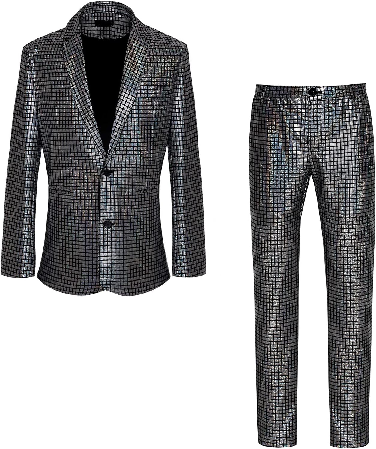 Men's 70s Disco Outfit Rainbow Suit Sequin Jacket and Pants