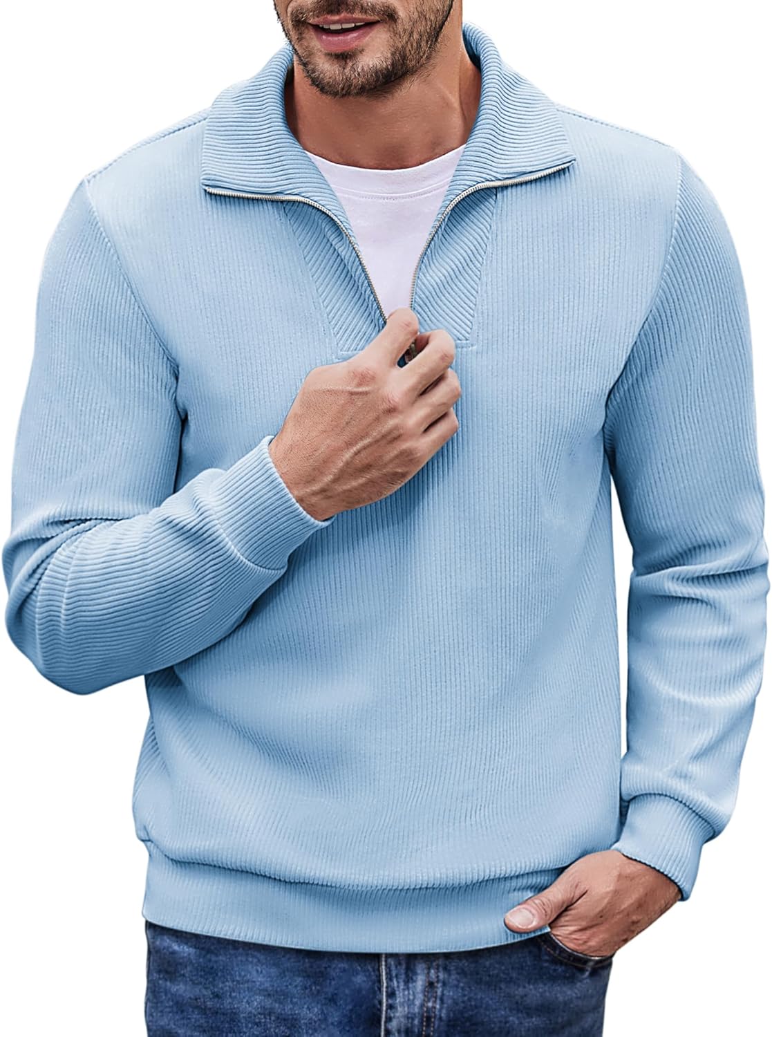 COOFANDY Men's Quarter Zip Pullover for Effortless Style