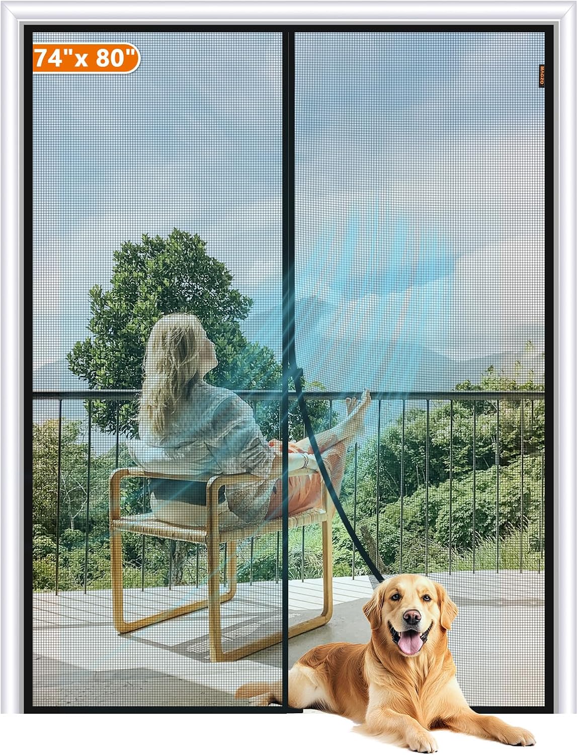 MAGZO Magnetic Screen Door for 74 x 80 Inch Door Sizes