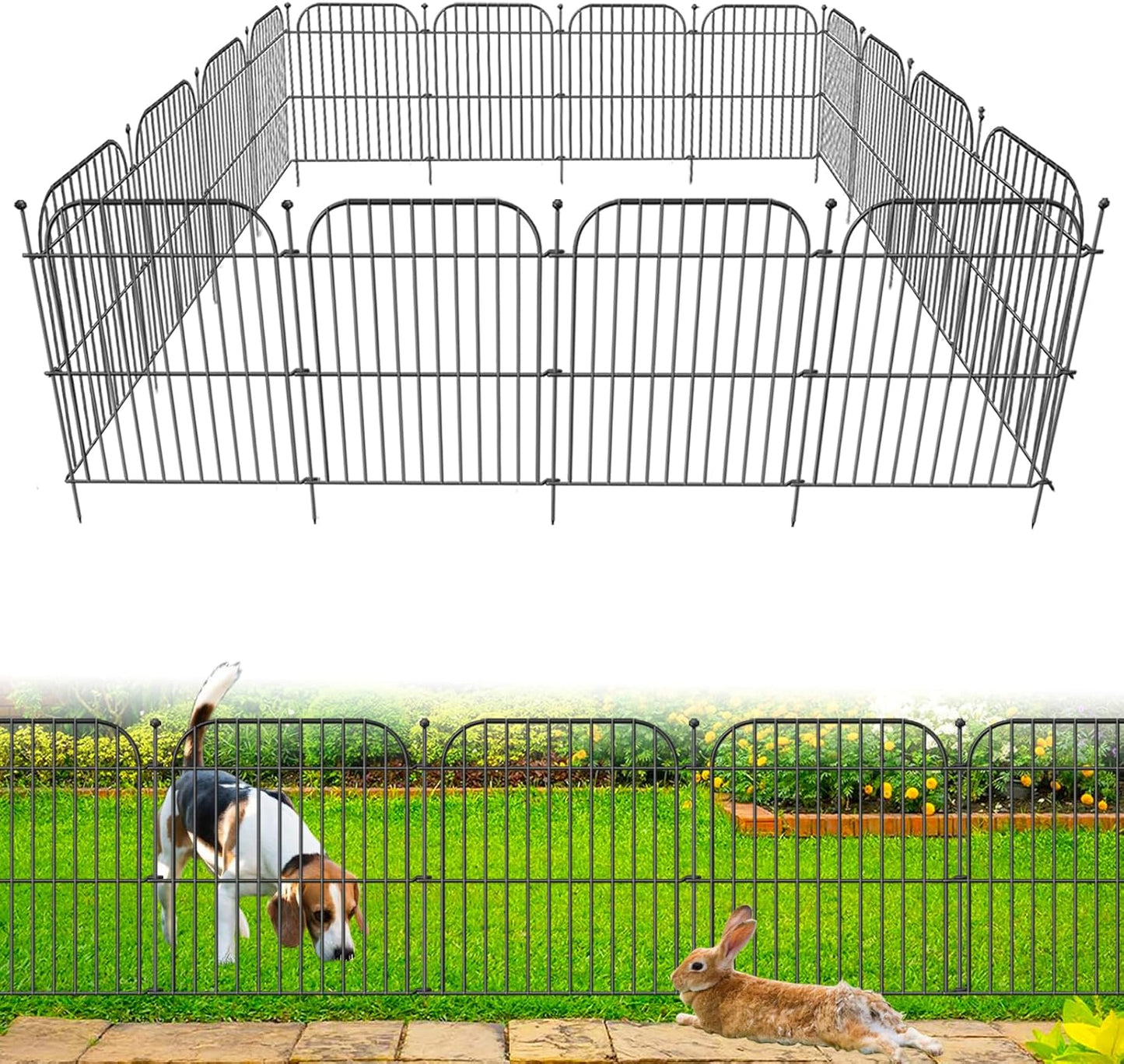 10 Panels No Dig Decorative Garden Fence for Small Pets