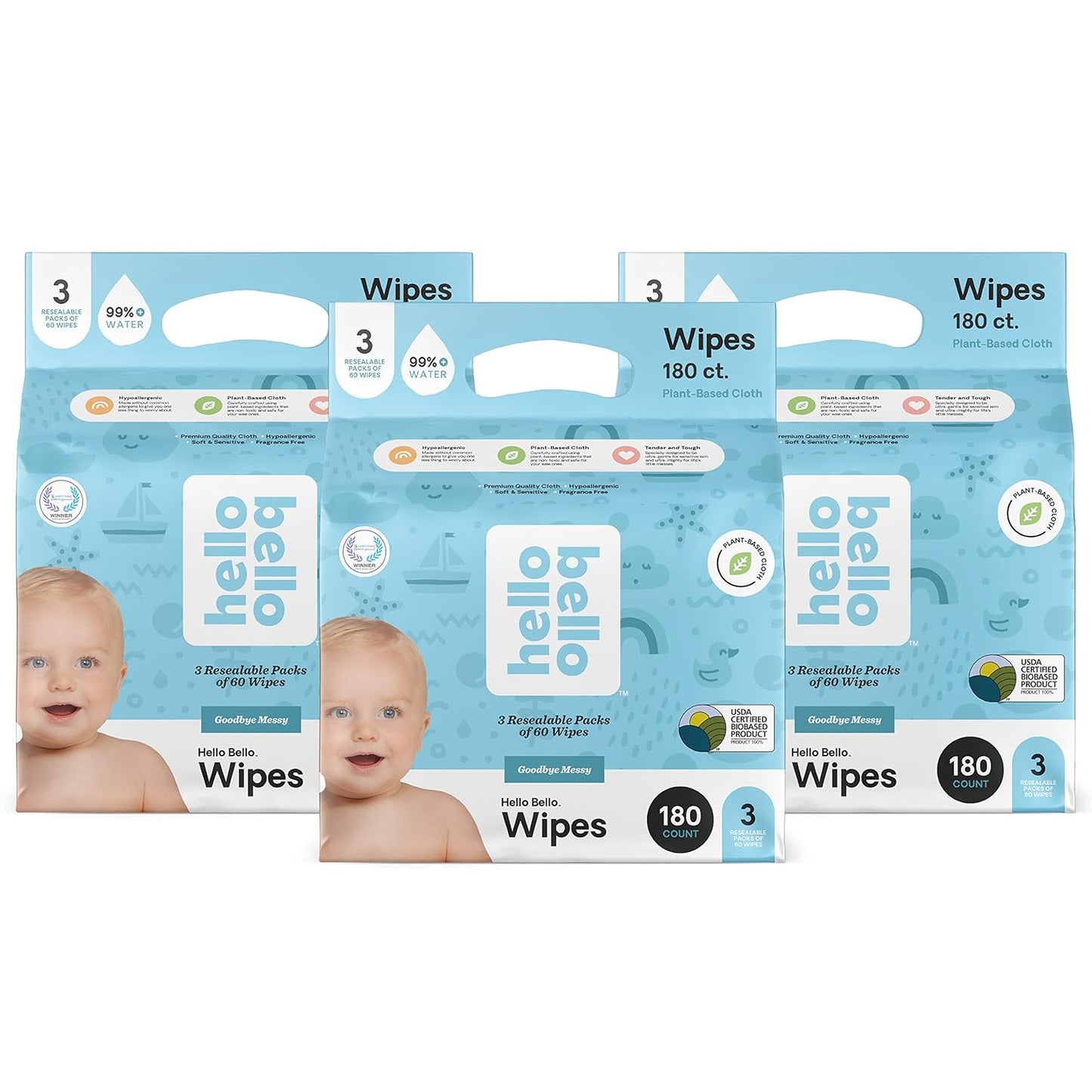 Hello Bello Plant-Based Baby Wipes | Gentle Clean for Sensitive Skin
