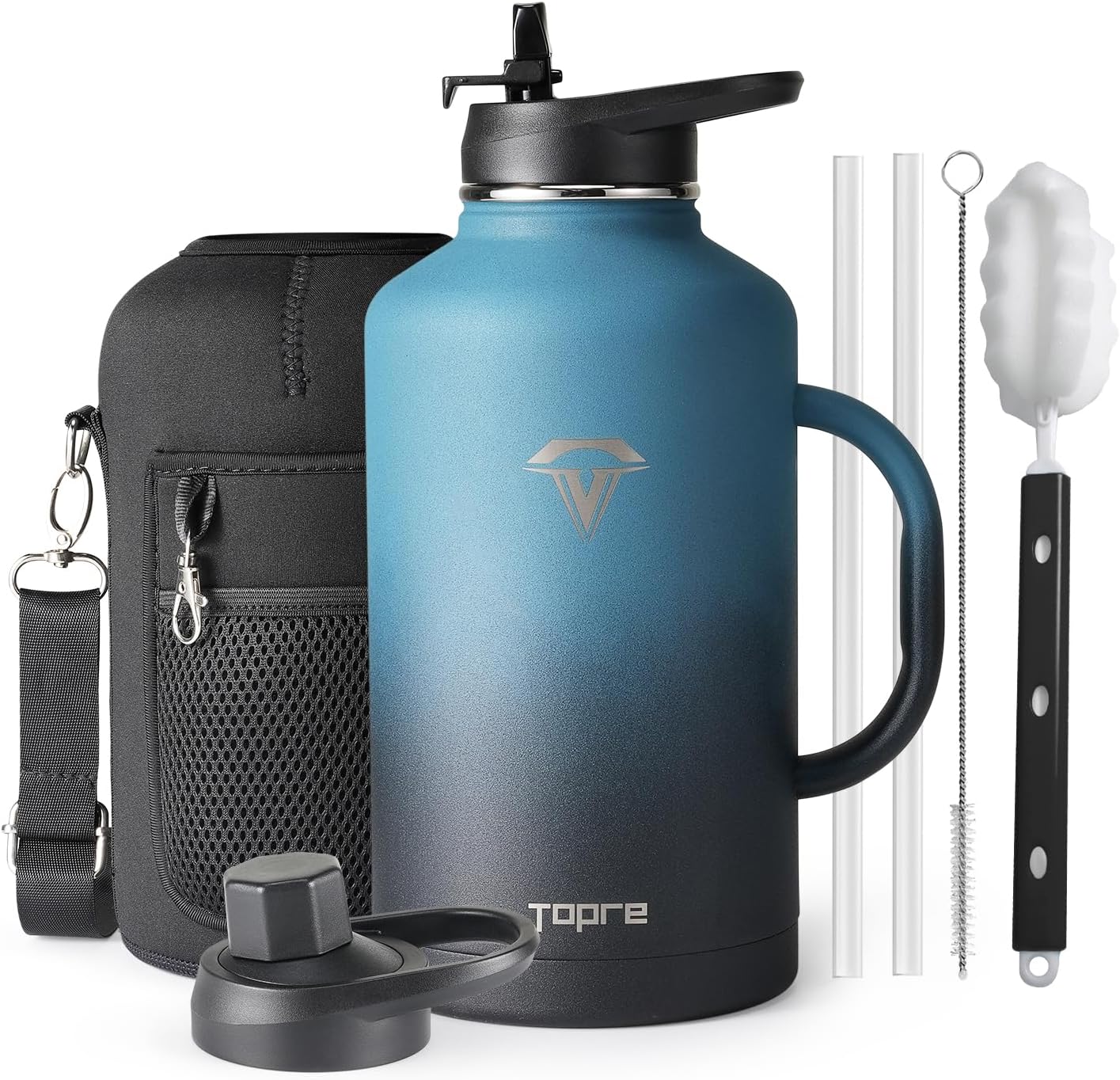 64oz Insulated Water Bottle with Handle for Hydration on the Go