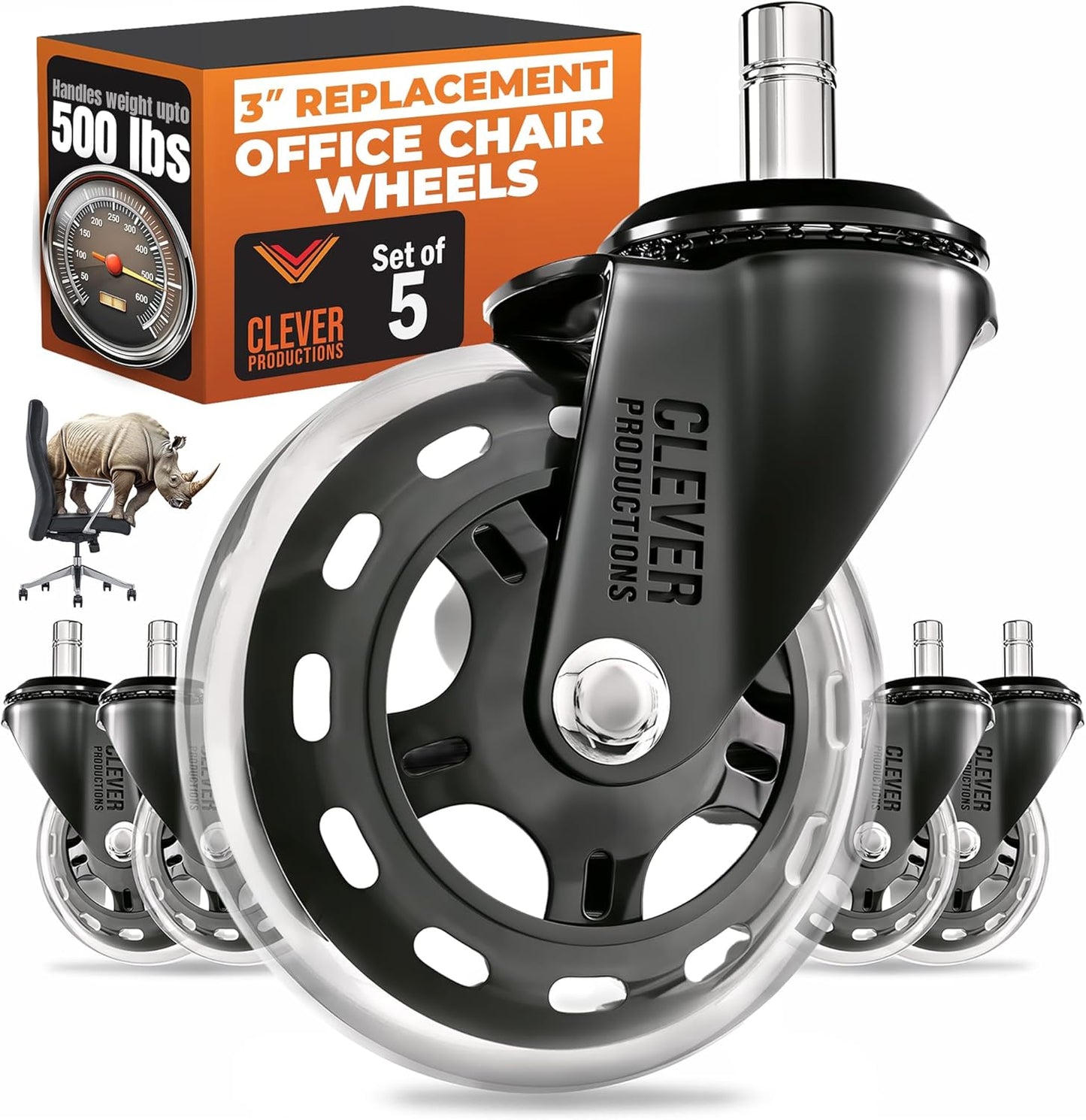 Silent & Smooth Rolling Chair Wheels - Universal Fit Set