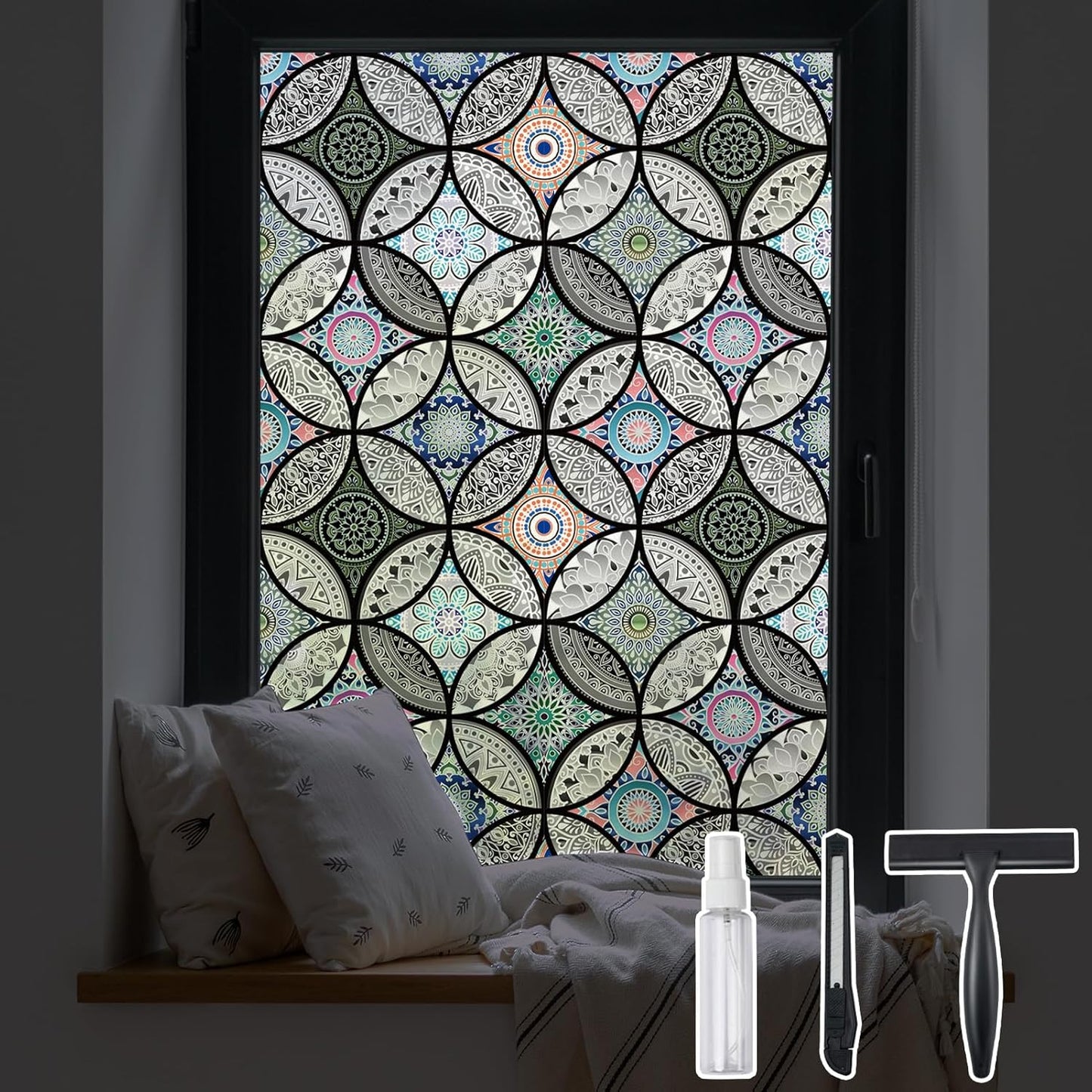 DKTIE Static Cling Decorative Window Film for Privacy and Style